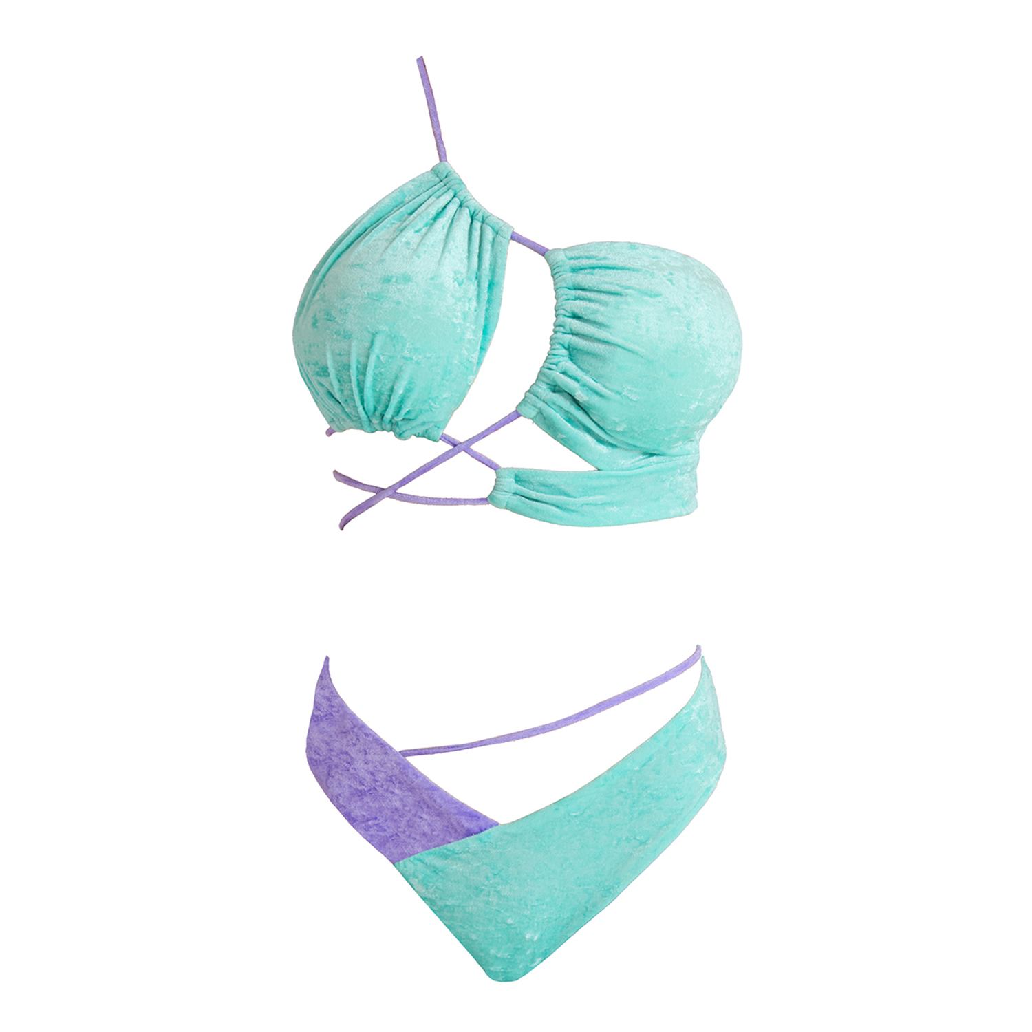 Women&rsquo;s Green Filum Velvet Bikini | Medium | Sancha the Brand