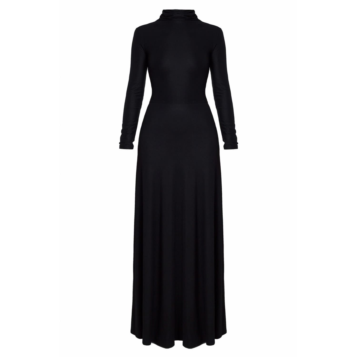 black turtleneck maxi dress
