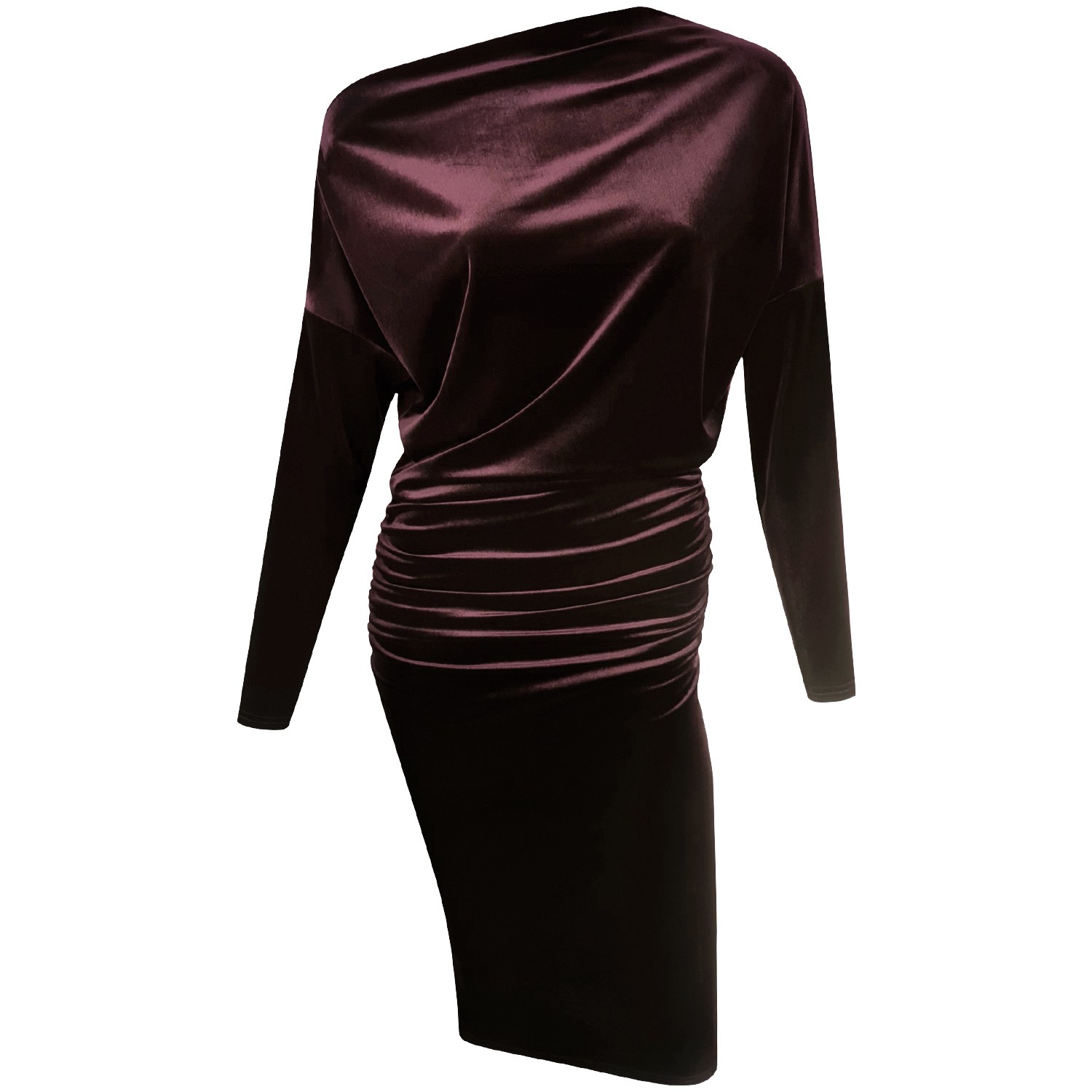 Me&thee Women's Missing Link Wine Velvet Drop Shoulder Dress In Burgundy