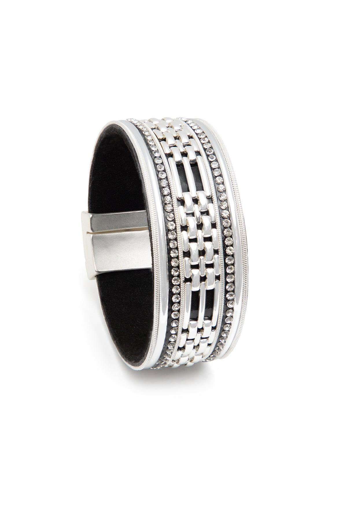 Saachi Women's Silver Chain Link Crystal Bracelet