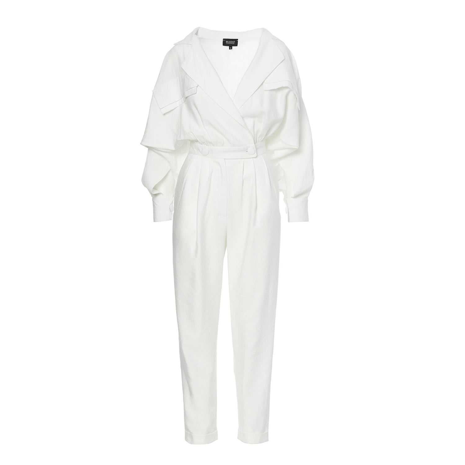 Bluzat Women's White Maxi Jumpsuit In White