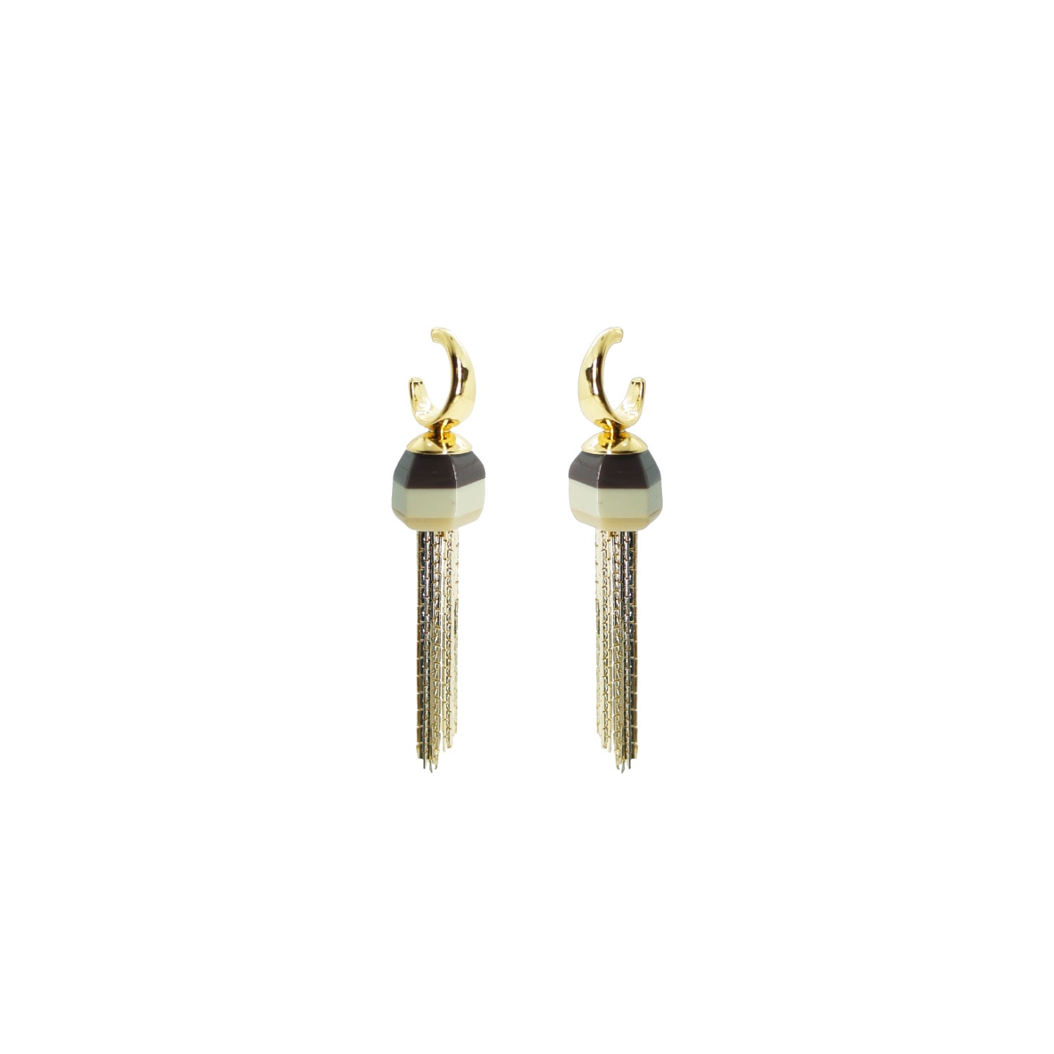 Gissa Bicalho Women's Neutrals Acrylic Handmade Earring Fringe Butterfly Kahki In Yellow