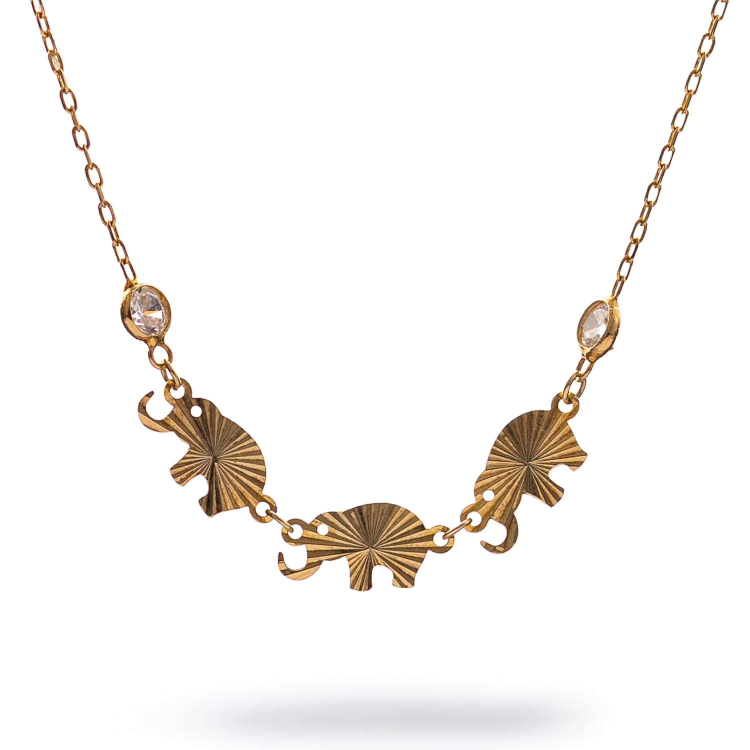 Ebru Jewelry Women's Trinity Elephant Blessings Gold Necklace - Gold