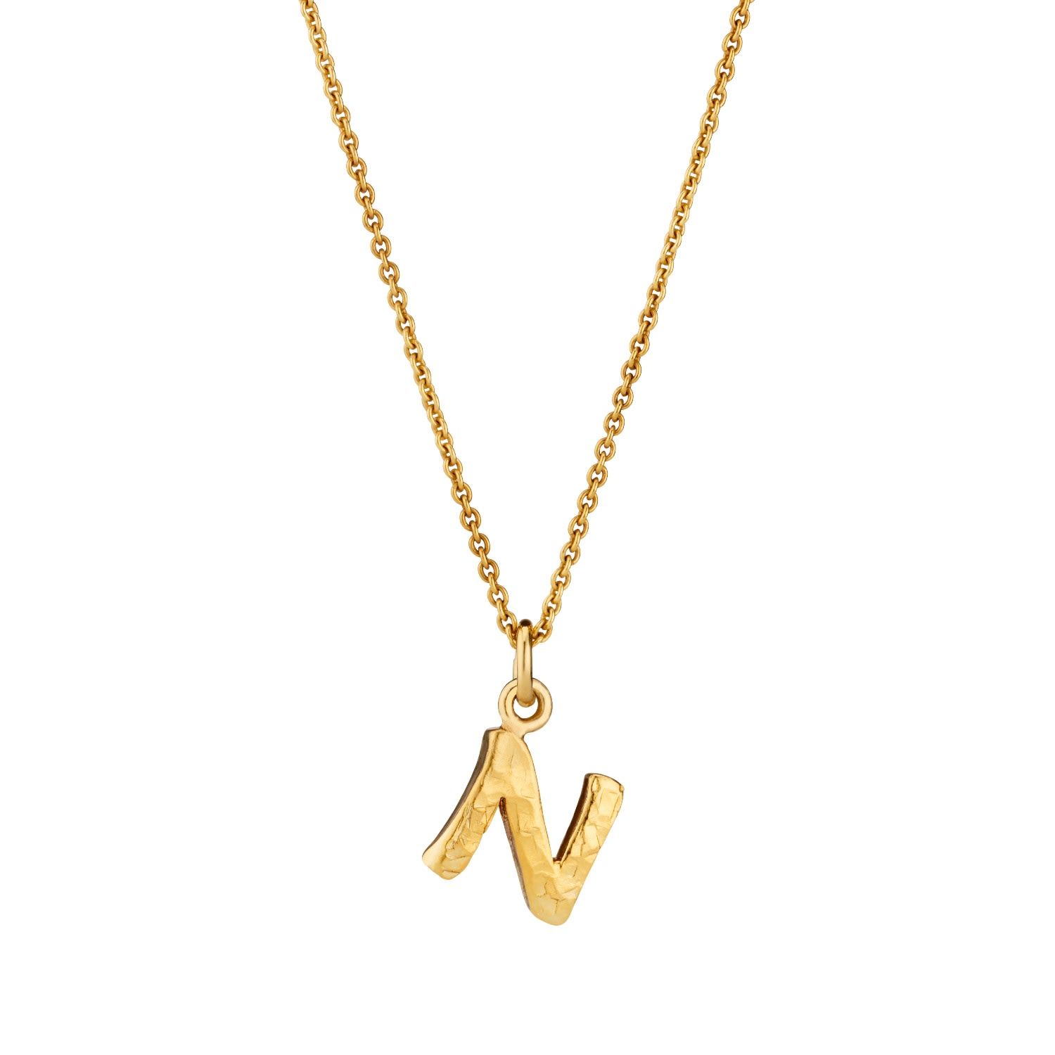 Women’s Yellow Gold Plated Textured Initial Letter Necklace Posh Totty Designs