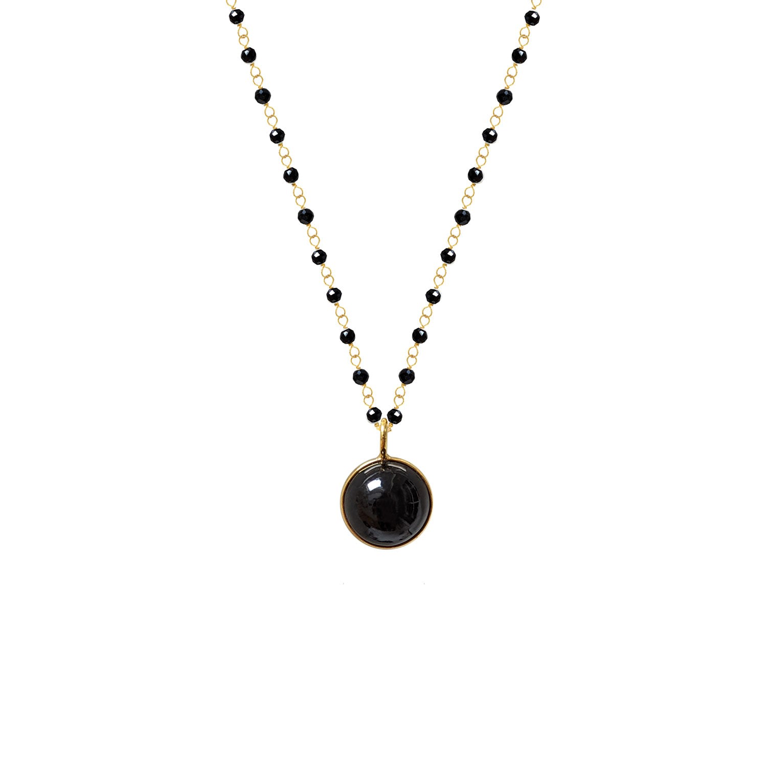 Women’s Black Onyx Rosary With Black Onyx Ball Pendant Mirabelle Jewellery