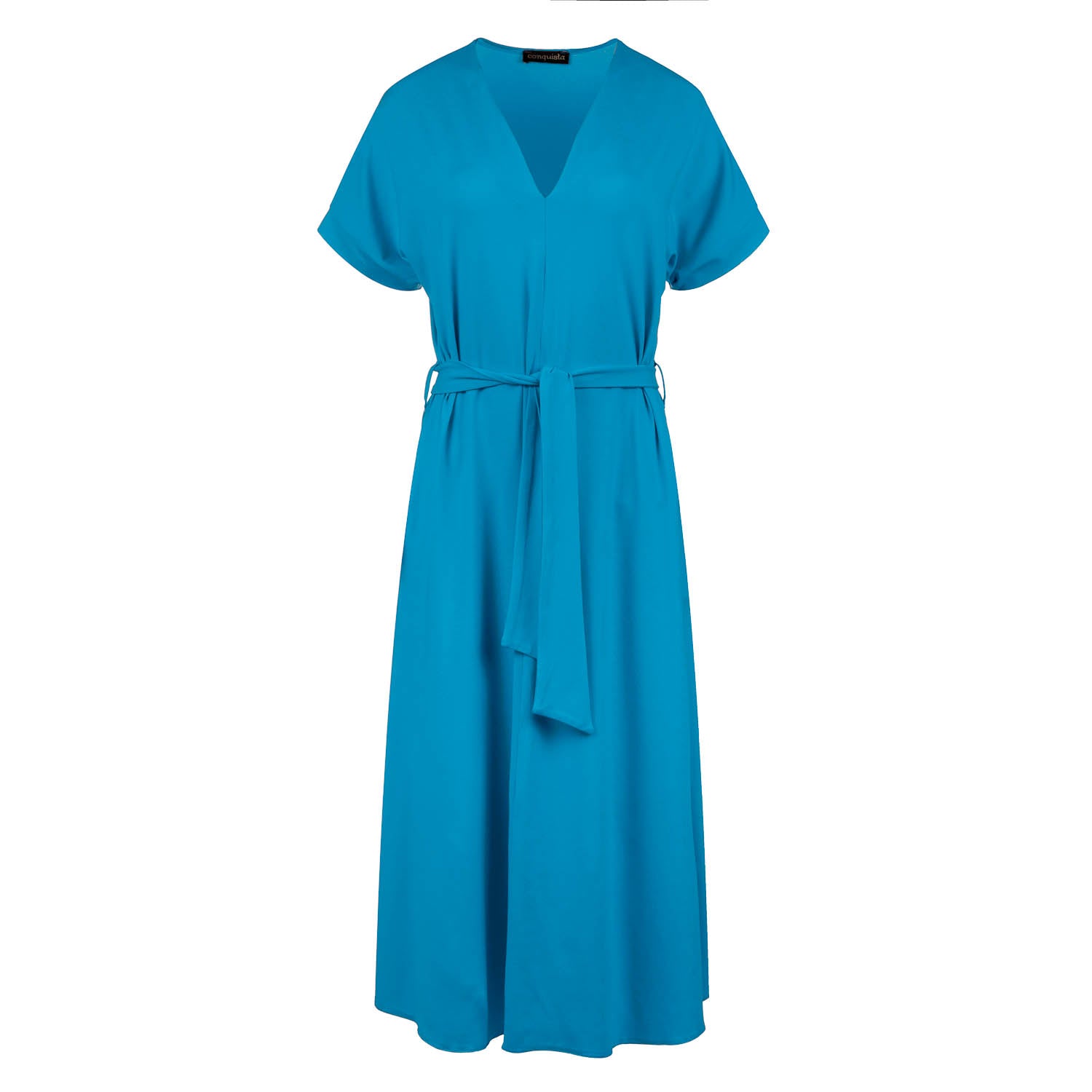 Conquista Jersey Midi Dress With Belt - Blue