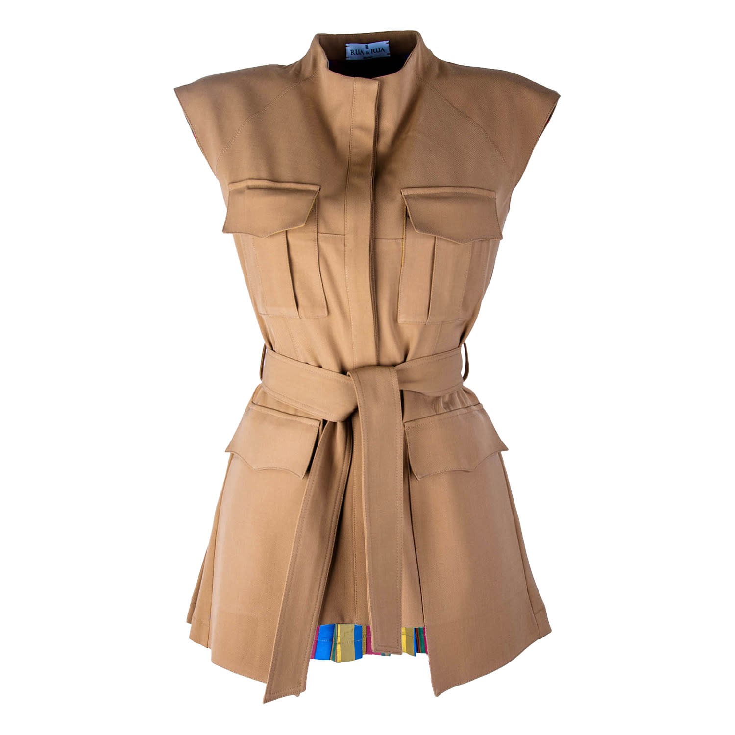 Rua & Rua Women's Brown Wool Gabardine Sleeveless Jacket Vest In Beige In Brown