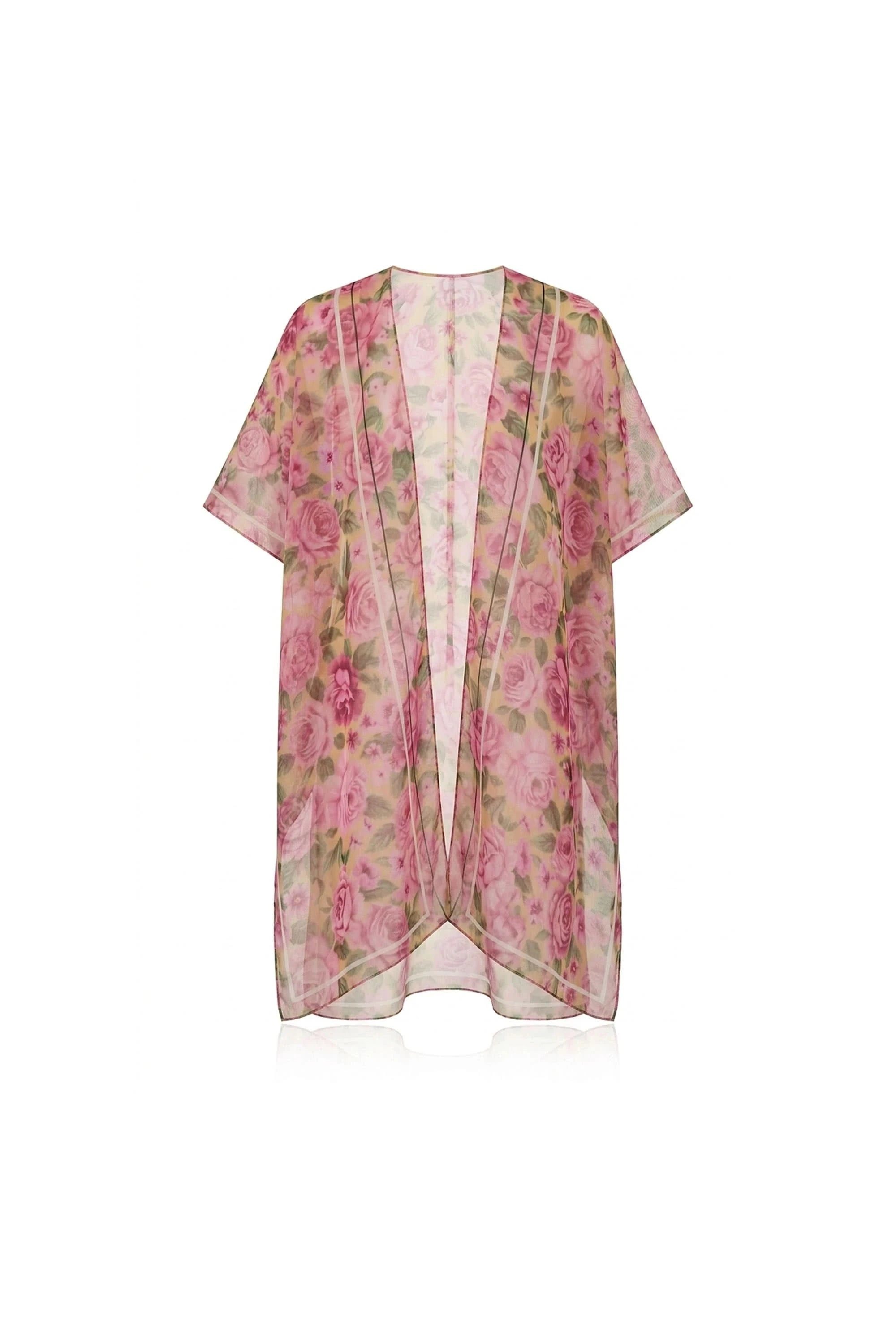 Women's Pink Rose Print Kaftan | One Size | James Lakeland