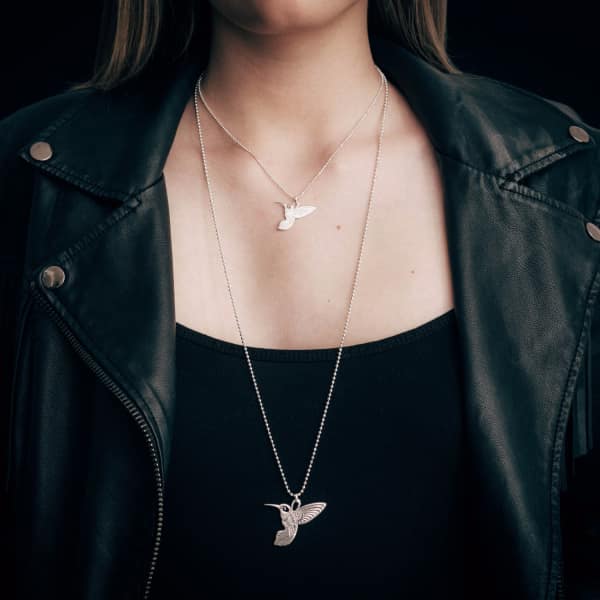 Cartergore Medium Hummingbird Silver Pendant Necklace - Atterley In Pendant