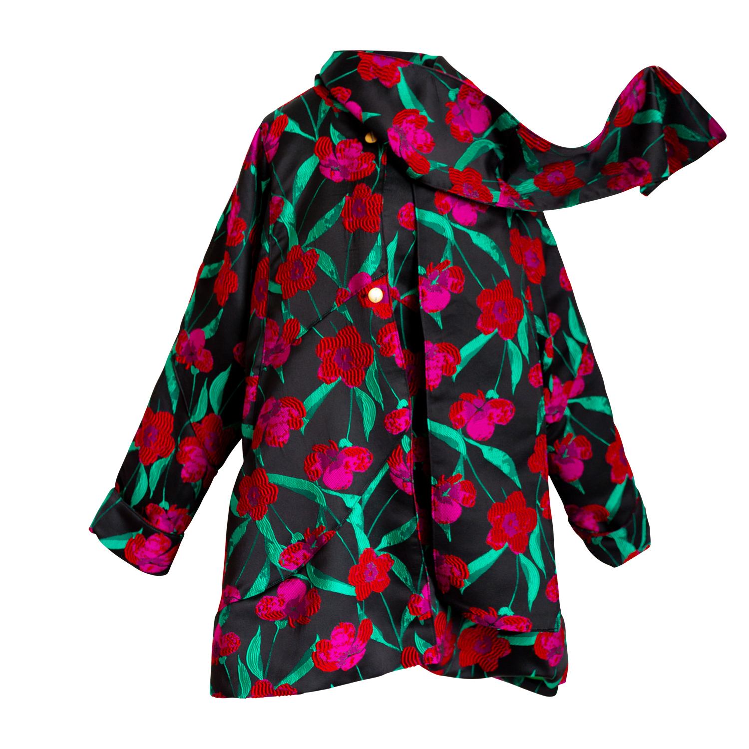 Women’s Green / Black / Red Jacquard Earhart Scarf Coat - Zaza One Size Byvinnik