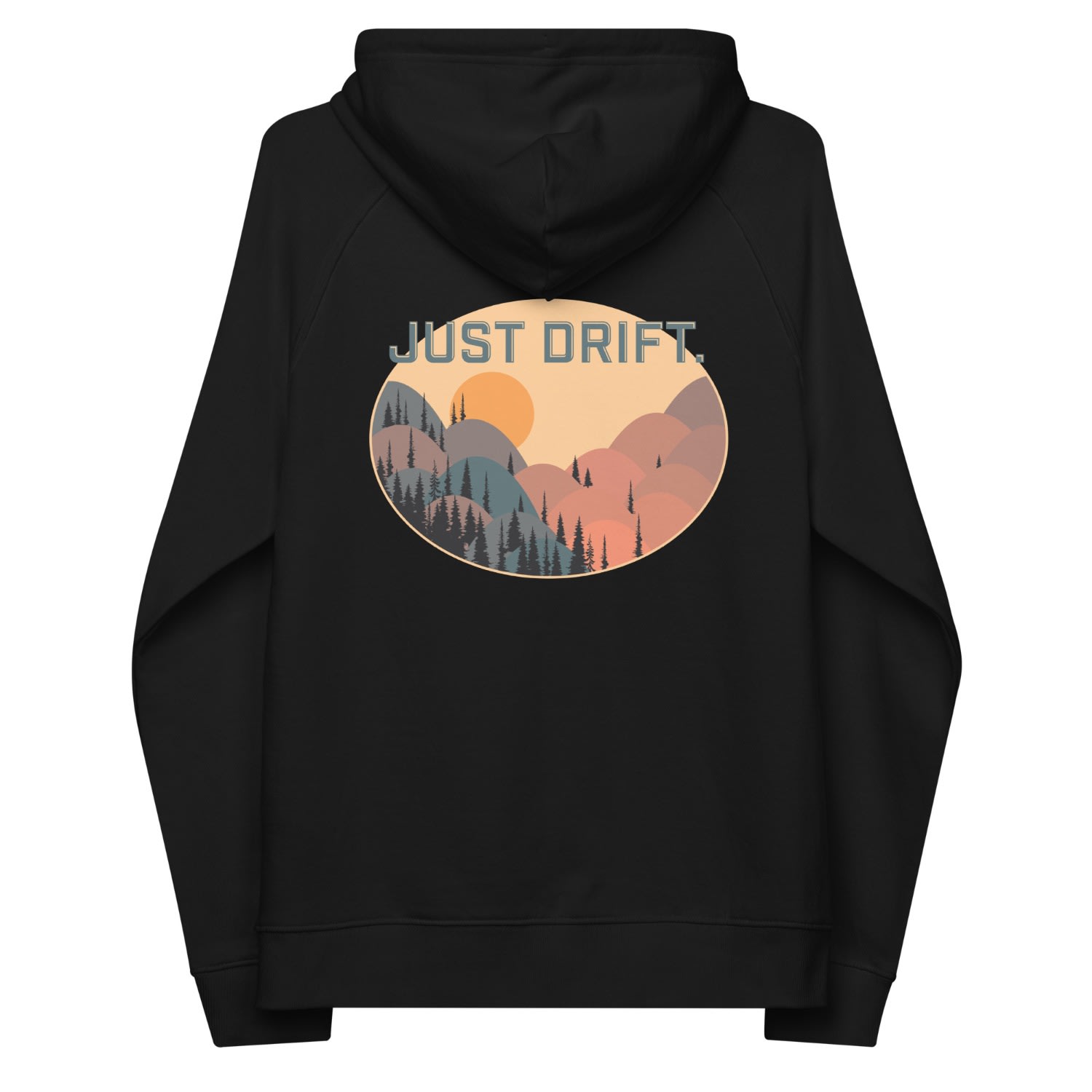Anchor & Crew Black Just Drift. Seeker Organic Cotton Raglan Hoodie - Women In Black