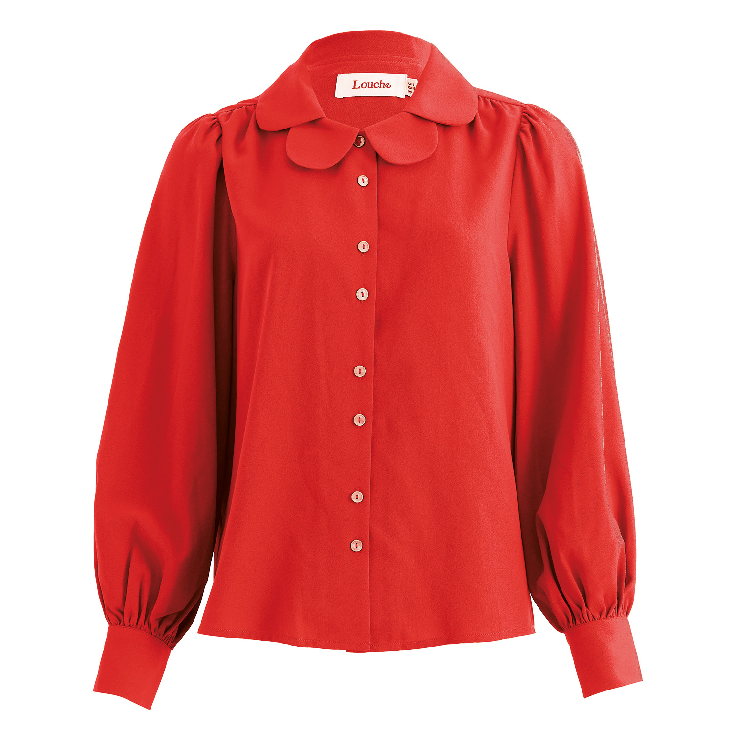 Louche Women's Octavia Crepe Petal Collar Blouse- Red In Red
