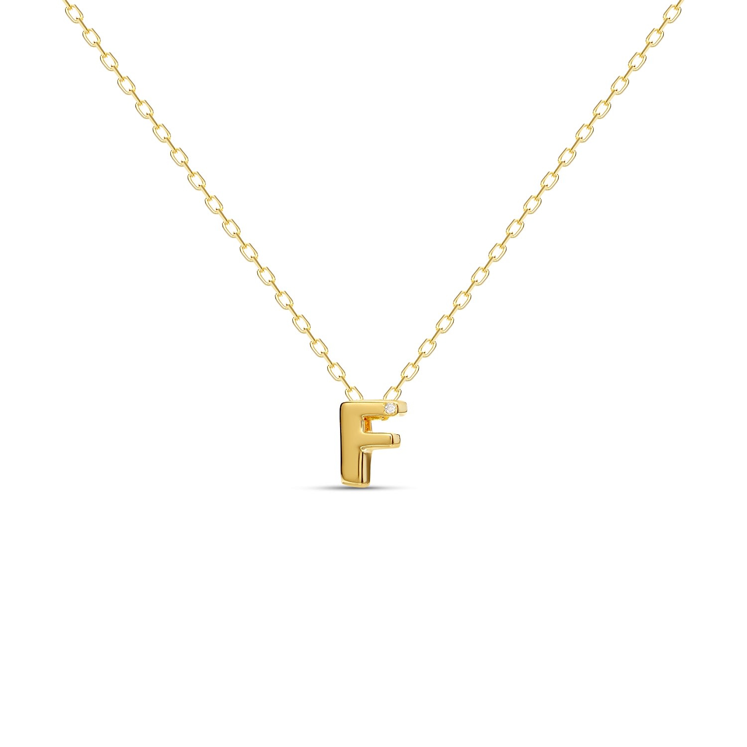 Women’s Diamond Letter Necklace F - Gold Mosuo Jewellery