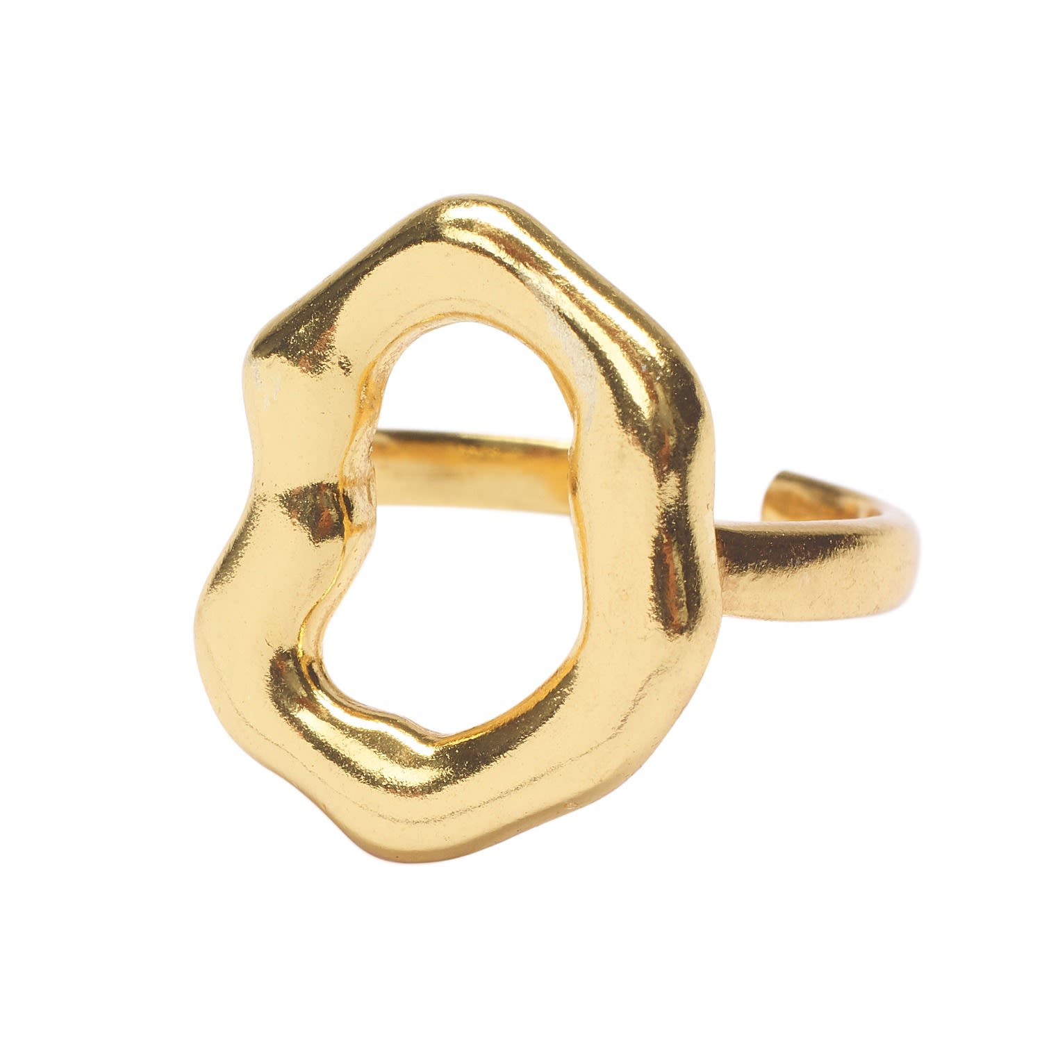 Women’s Open Wide Gold Vermeil Adjustable Ring Yaa Yaa London