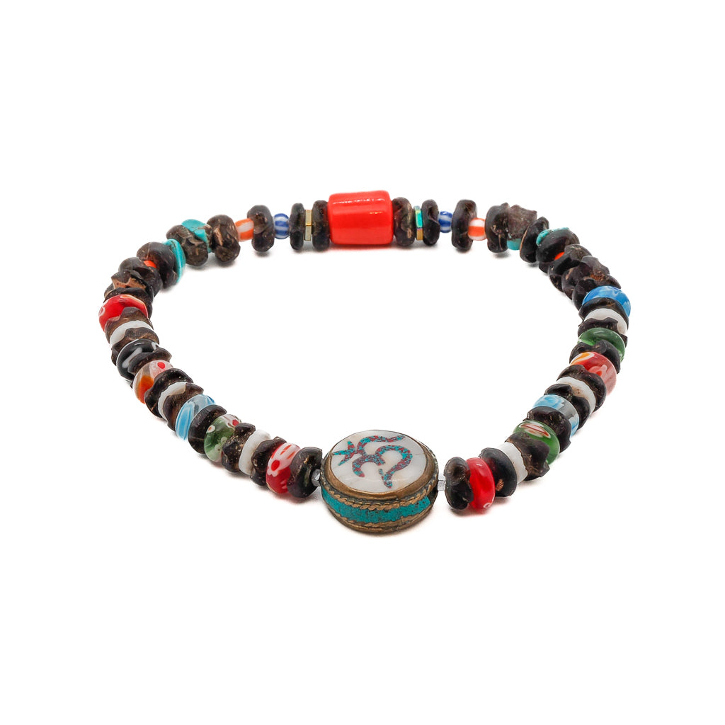 Women’s Blue / Brown / Red Om Yoga Ankle Bracelet Ebru Jewelry