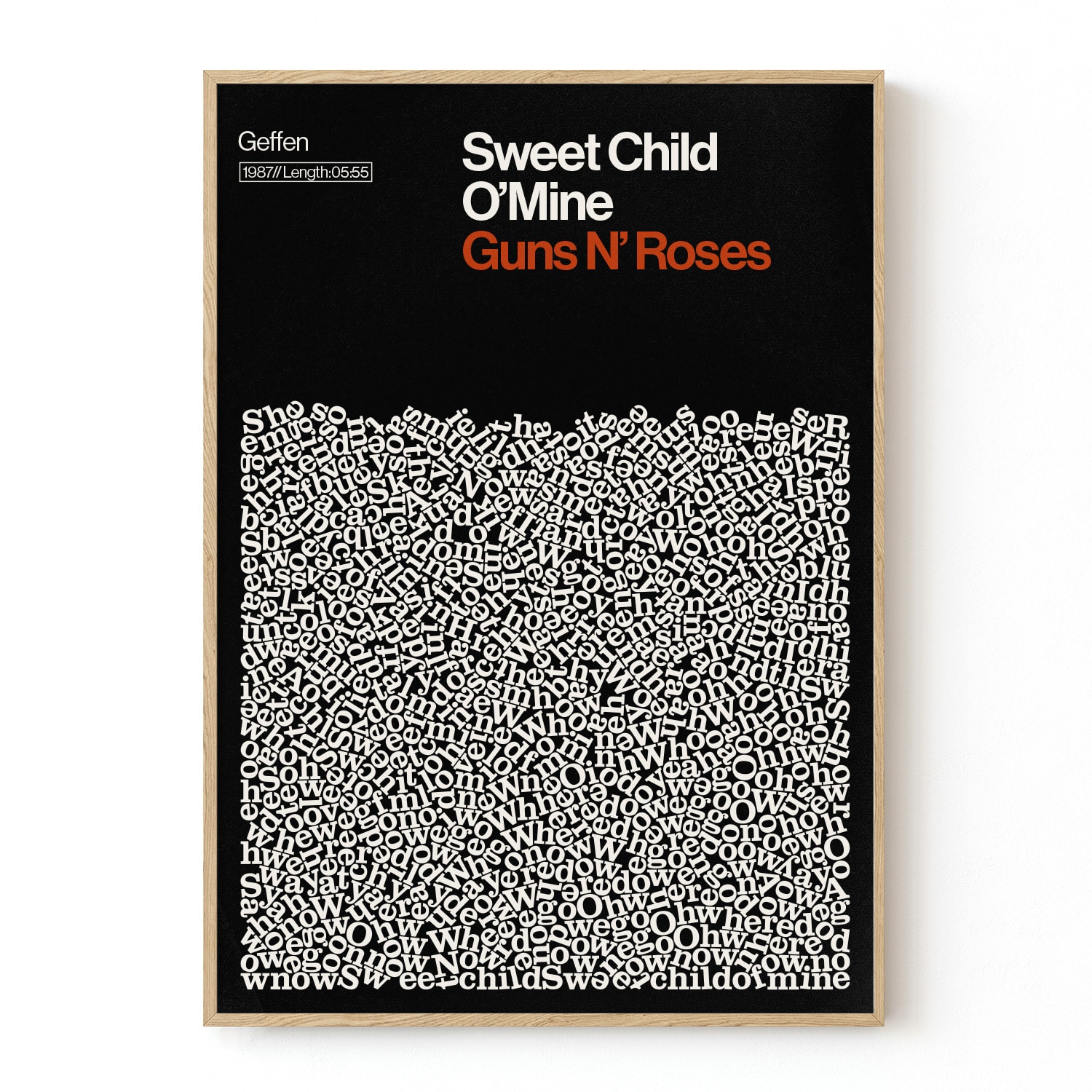 Black Sweet Child O’ Mine - Guns N’ Roses - Song Lyric Print - A0 A0 841 X 1189Mm Reign & Hail