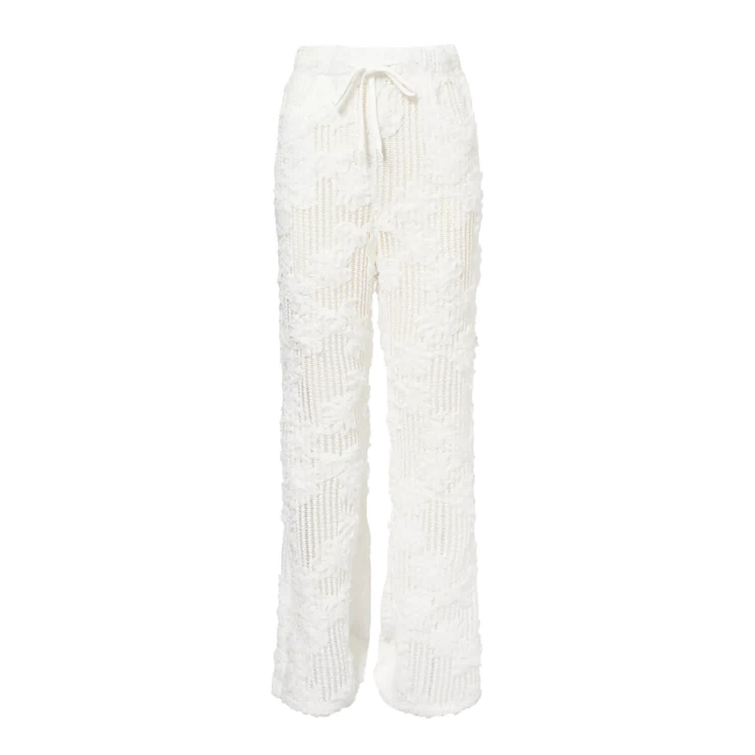 C.E 24SS WHITE GRID CHECK PANTS 白 M 未使用 Cici White Crochet Floral Lace Wide Leg Trouser | AMY LYNN | Wolf