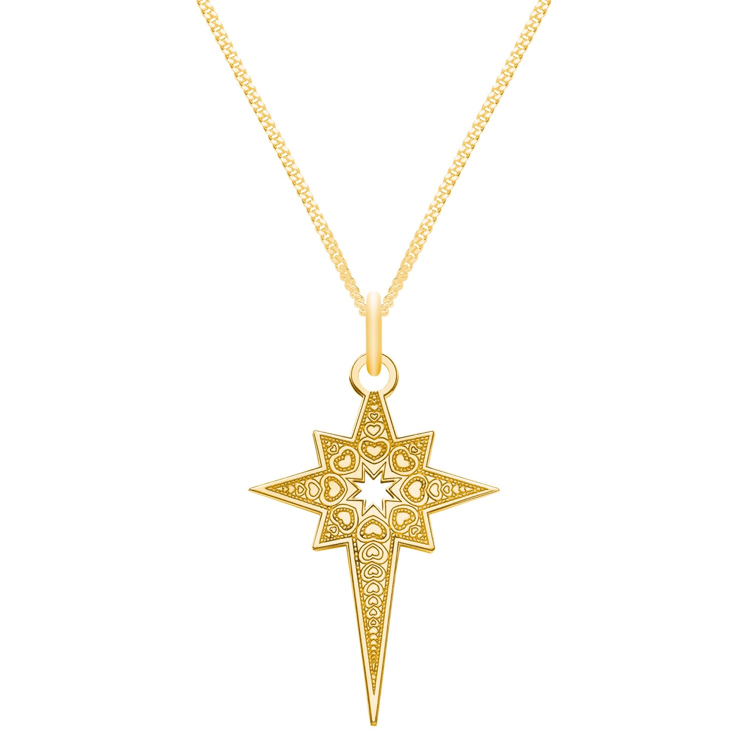 Cartergore Women's Medium 9ct Gold North Star Pendant Necklace