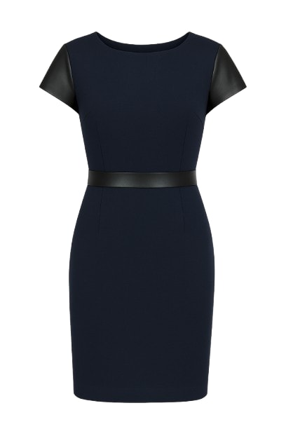 Conquista Women's Blue Pleather Detail Dress In Blue