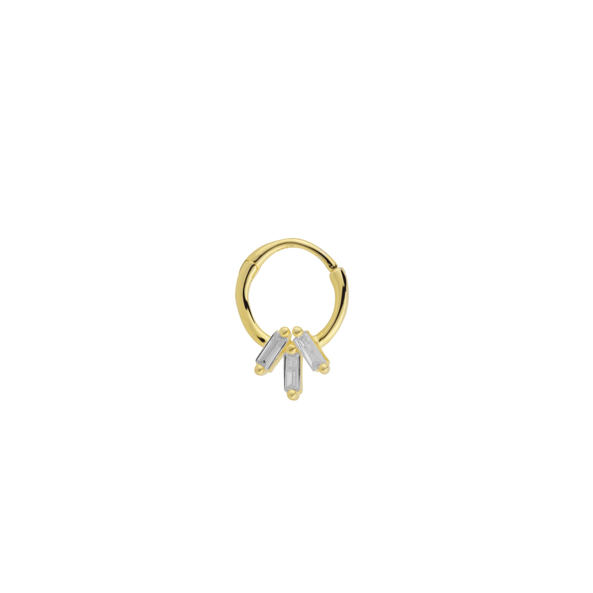 Spero London Women's Gold Sterling Silver Baguette Gemstones Helix Tragus Huggie Earring