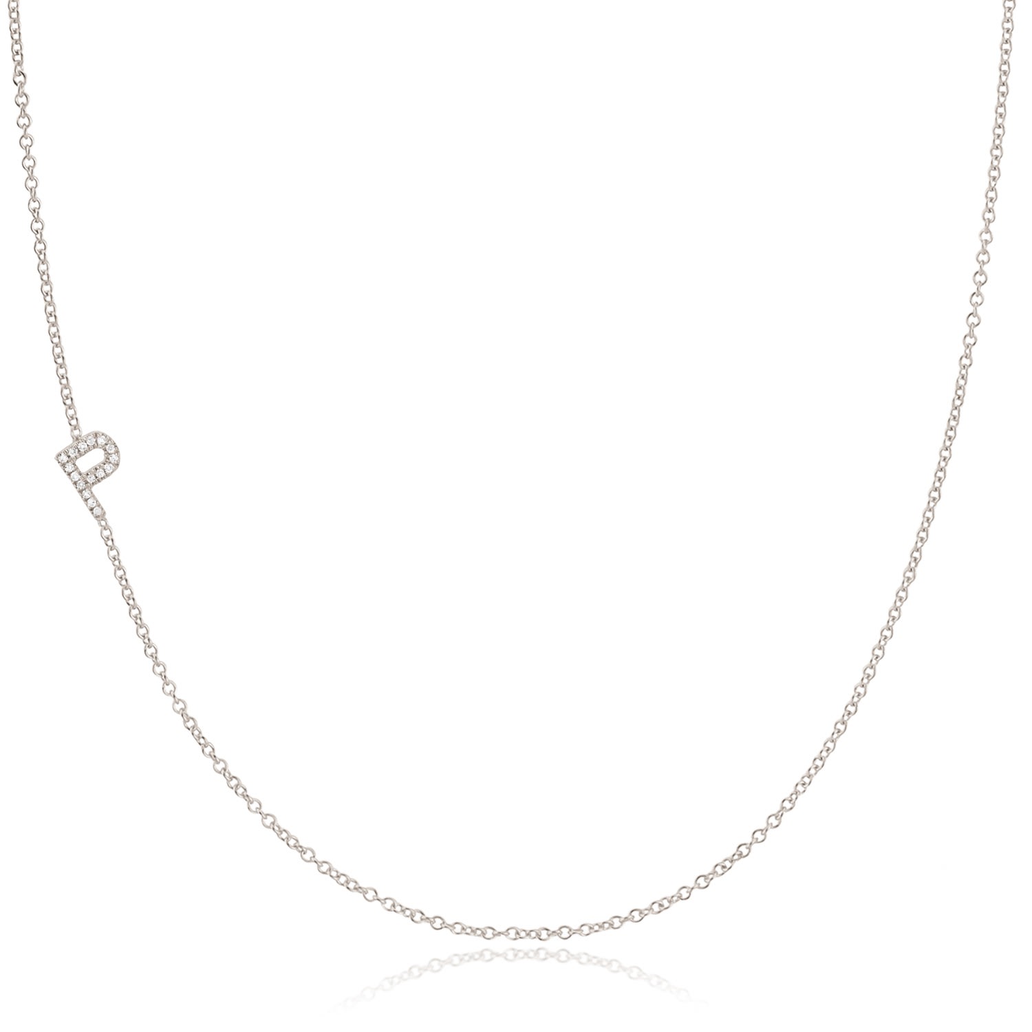 Maya Brenner Women's 14k Gold Asymmetrical Pavé Diamond Letter Necklace - White Gold - 16" In Metallic