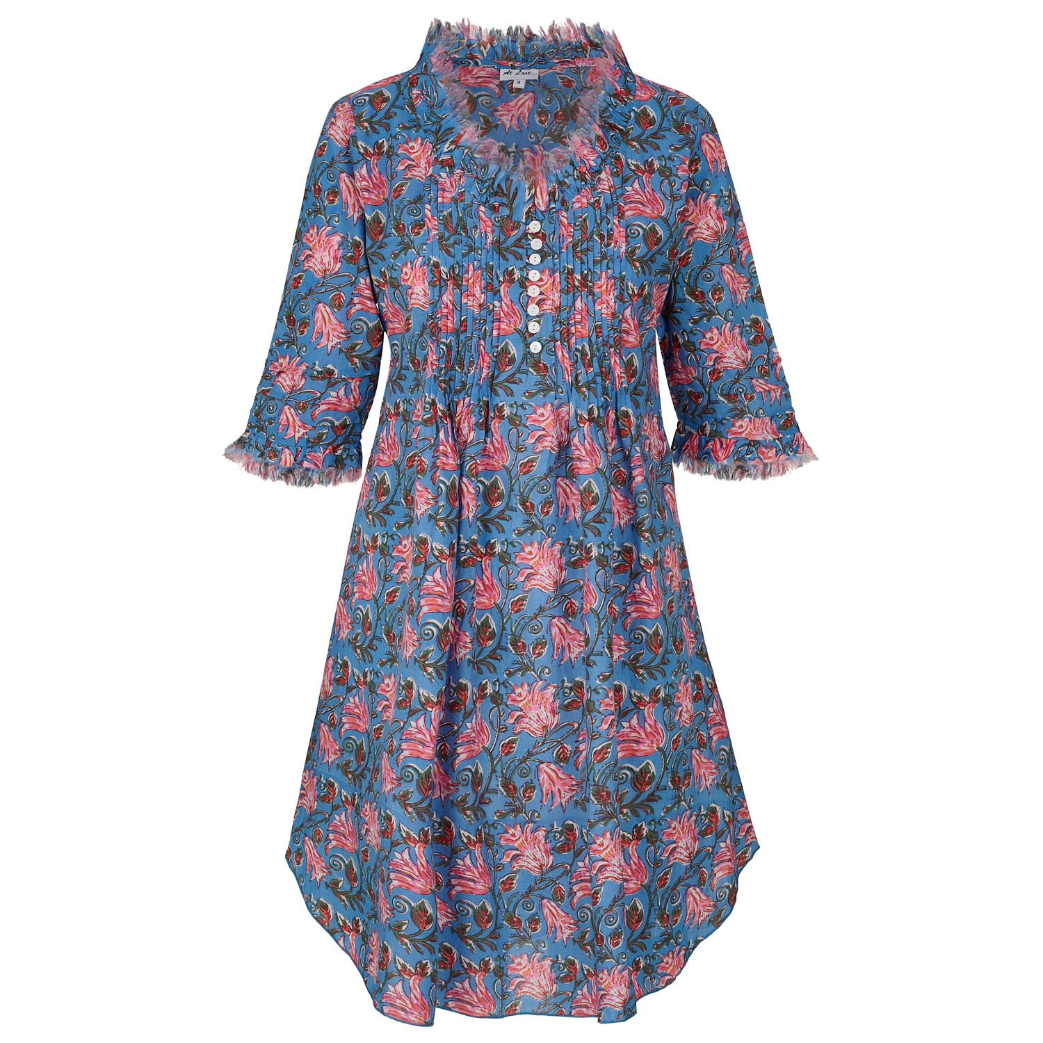 Women's Blue / Pink Annabel Cotton Tunic In Wedgewood & Pink Flower
