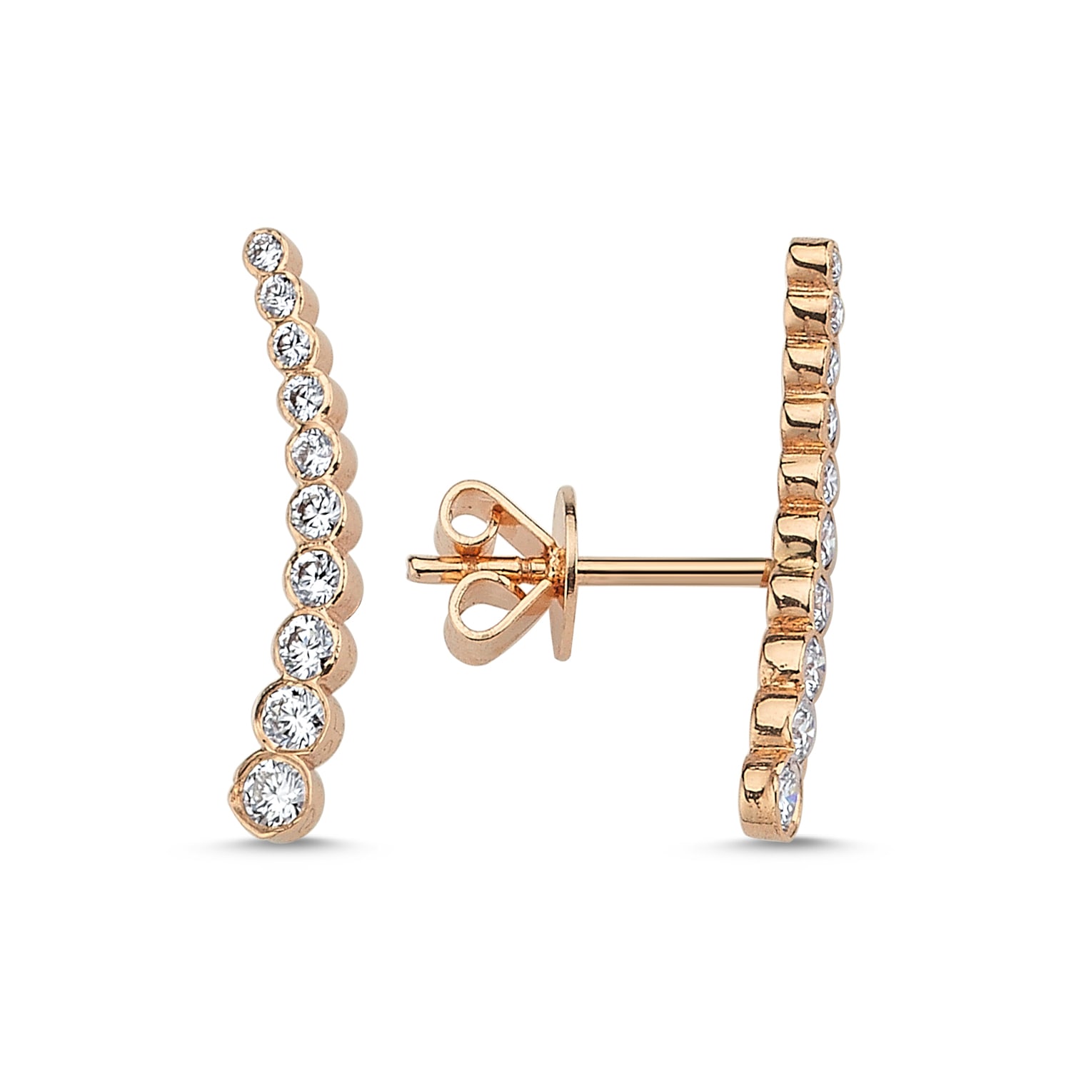 Ecce | Artisan Diamonds Women's Single 14k Rose Gold 10 Diamonds Earring - Right In Gold