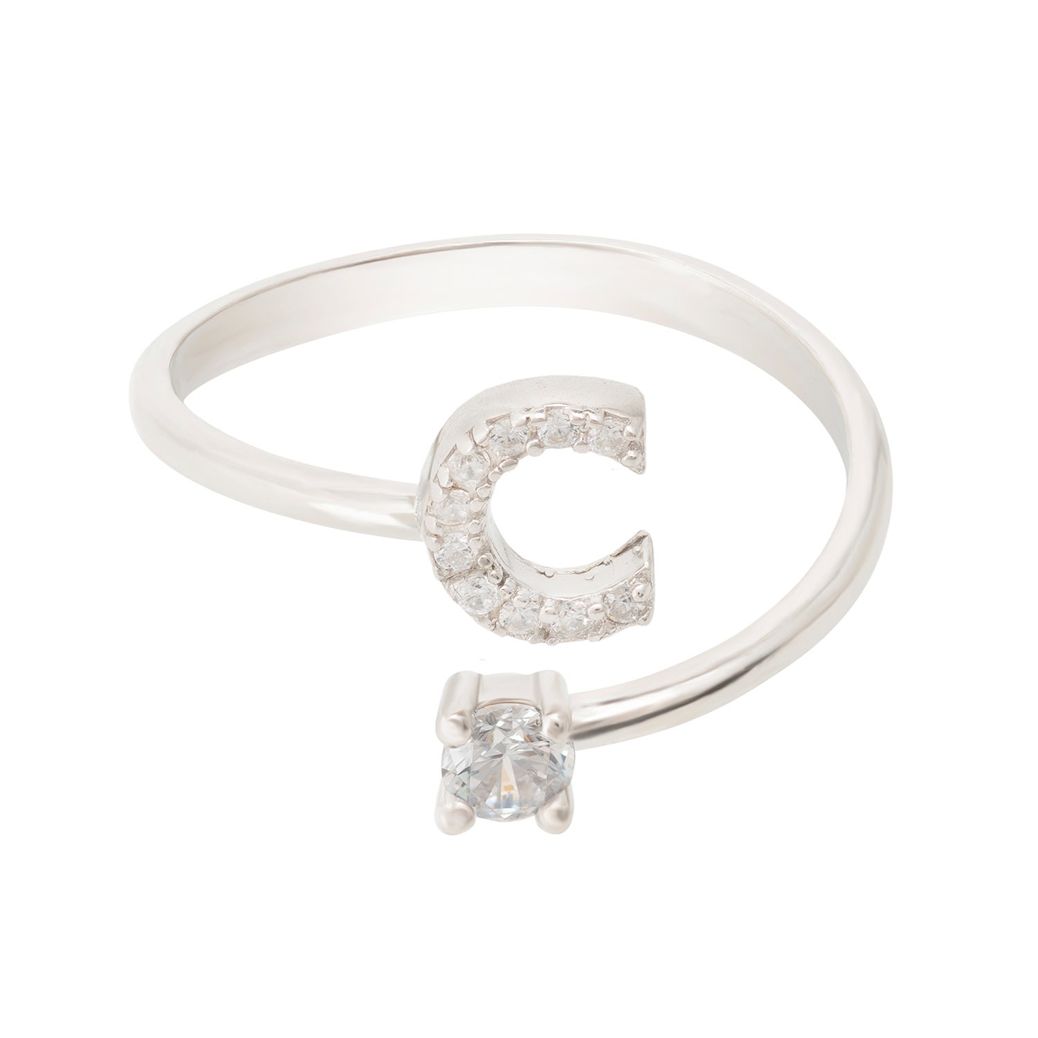 Latelita Women's White / Silver Initial Ring Silver C In Multi