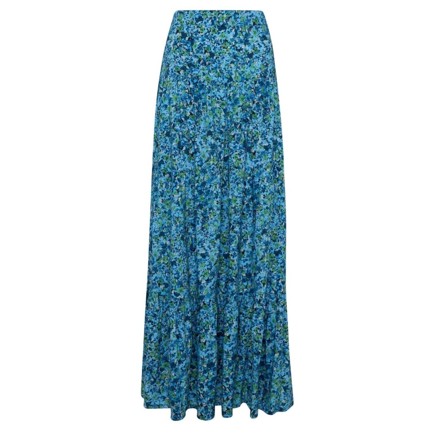 State Of Georgia Women's The Sky High Waisted Maxi Skirt Floral Explosion Blue In Blue