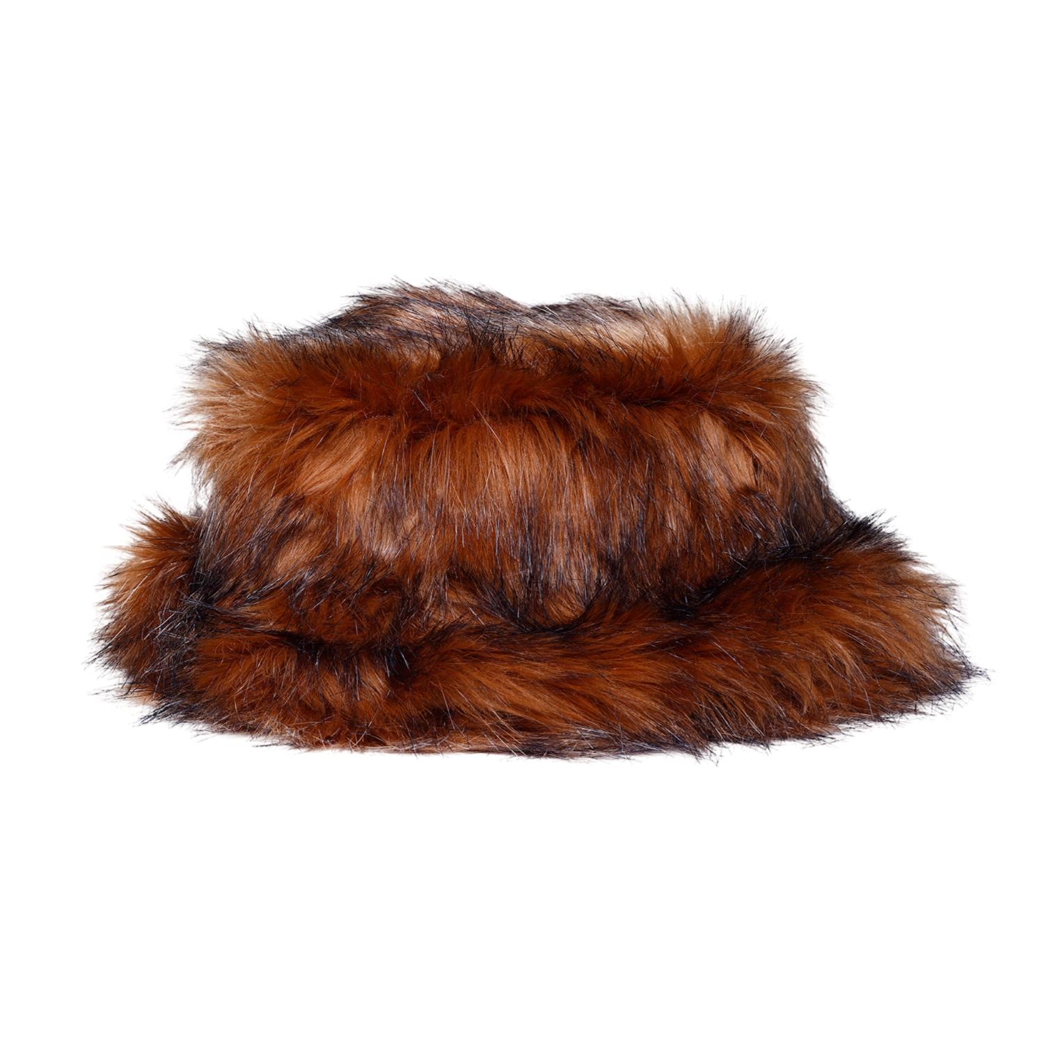 Vaseghia Women's Yellow / Orange / Brown Saffron Vegan Faux Fur Bucket Hat In Multi