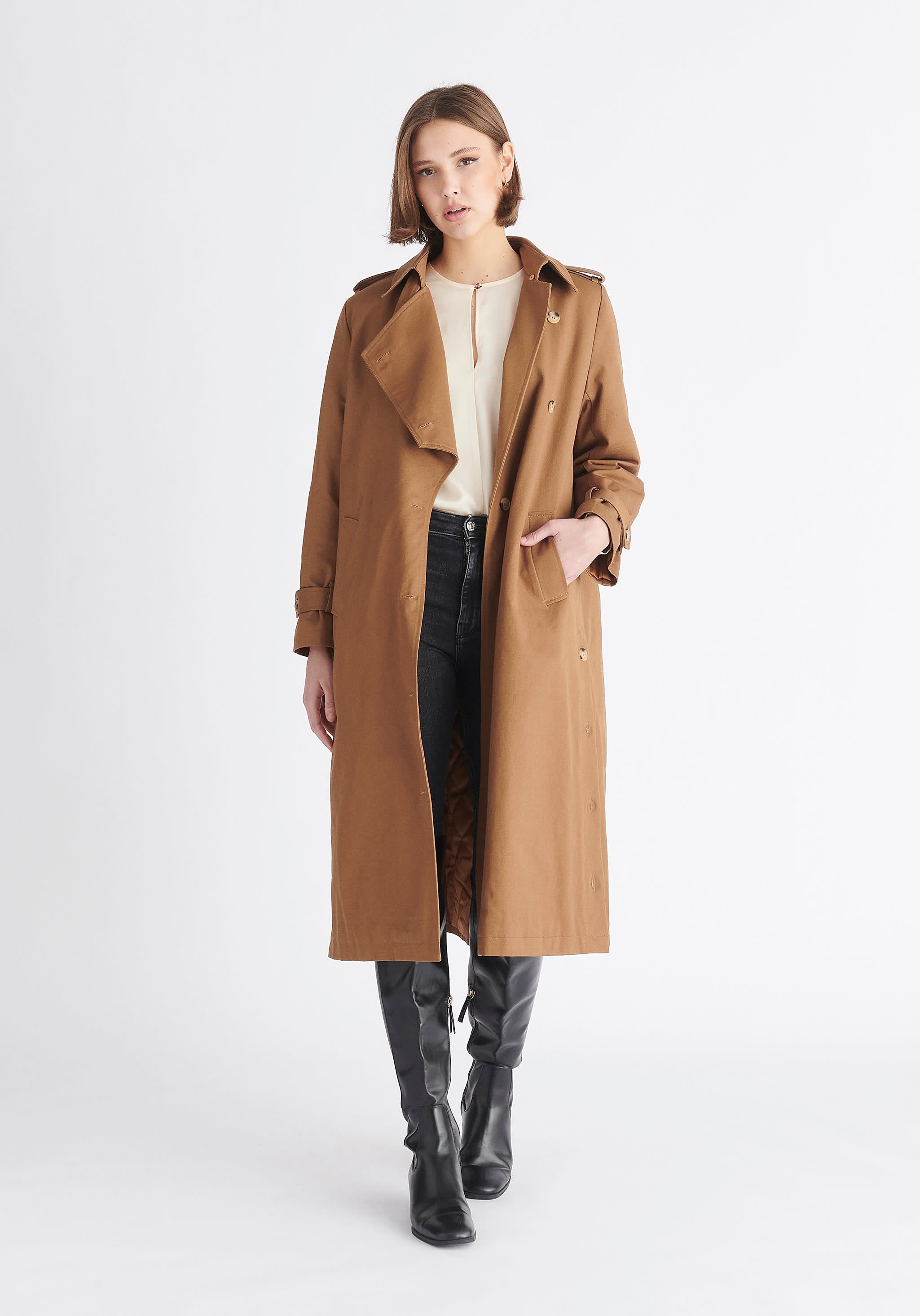 Faux Fur Collar Coat In Camel | PAISIE | Wolf & Badger