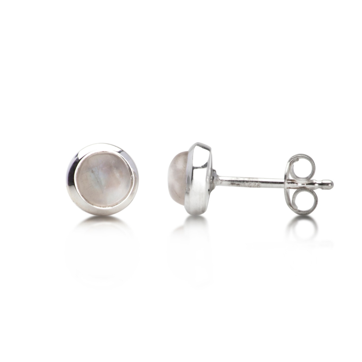 Women&rsquo;s White / Silver Round Moonstone Studs In Sterling Silver | The Jewellery Store London