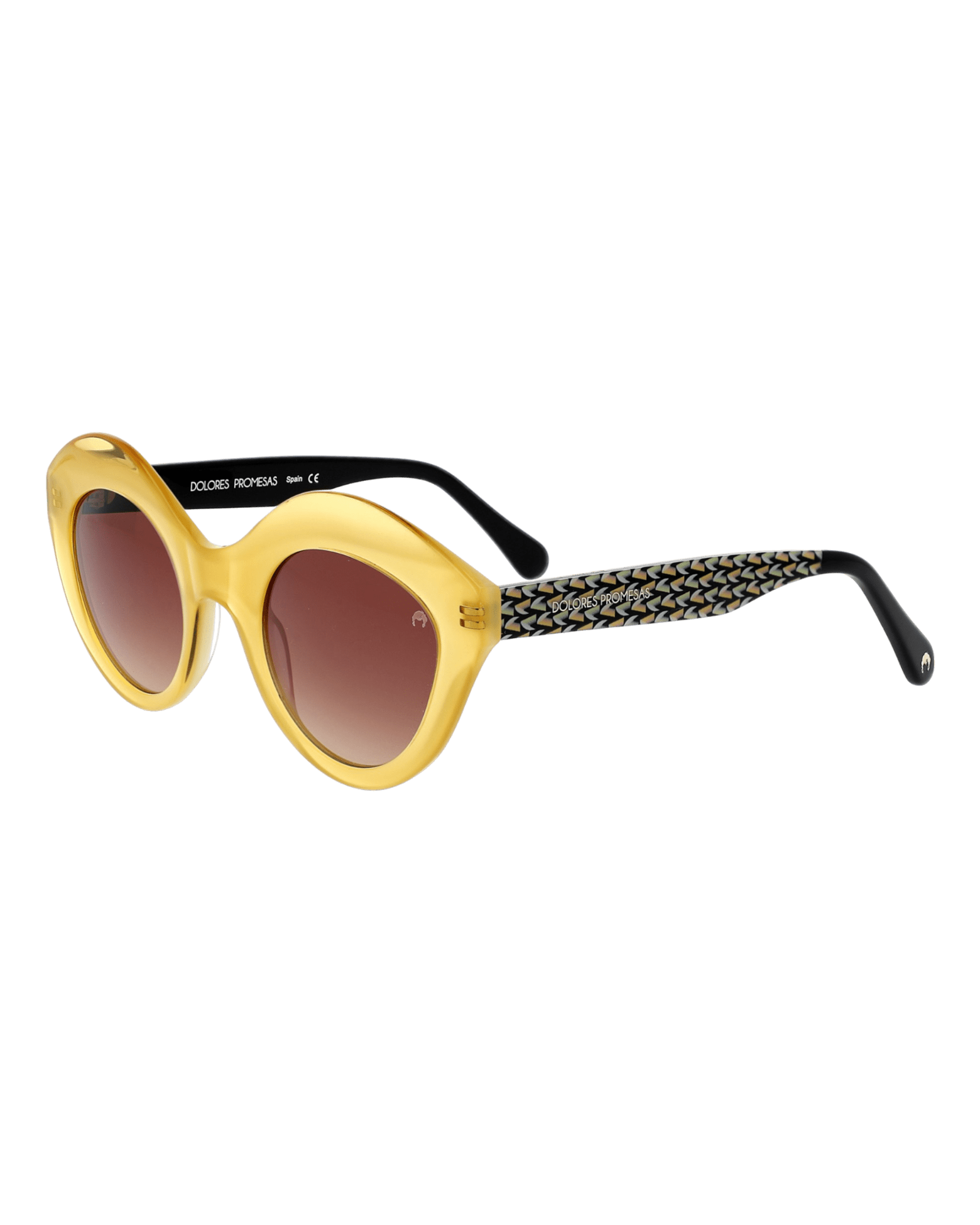 Dolores Promesas Women's Yellow / Orange Mustard Cat Eye Trend Glasses With Leaf Print In Yellow/orange