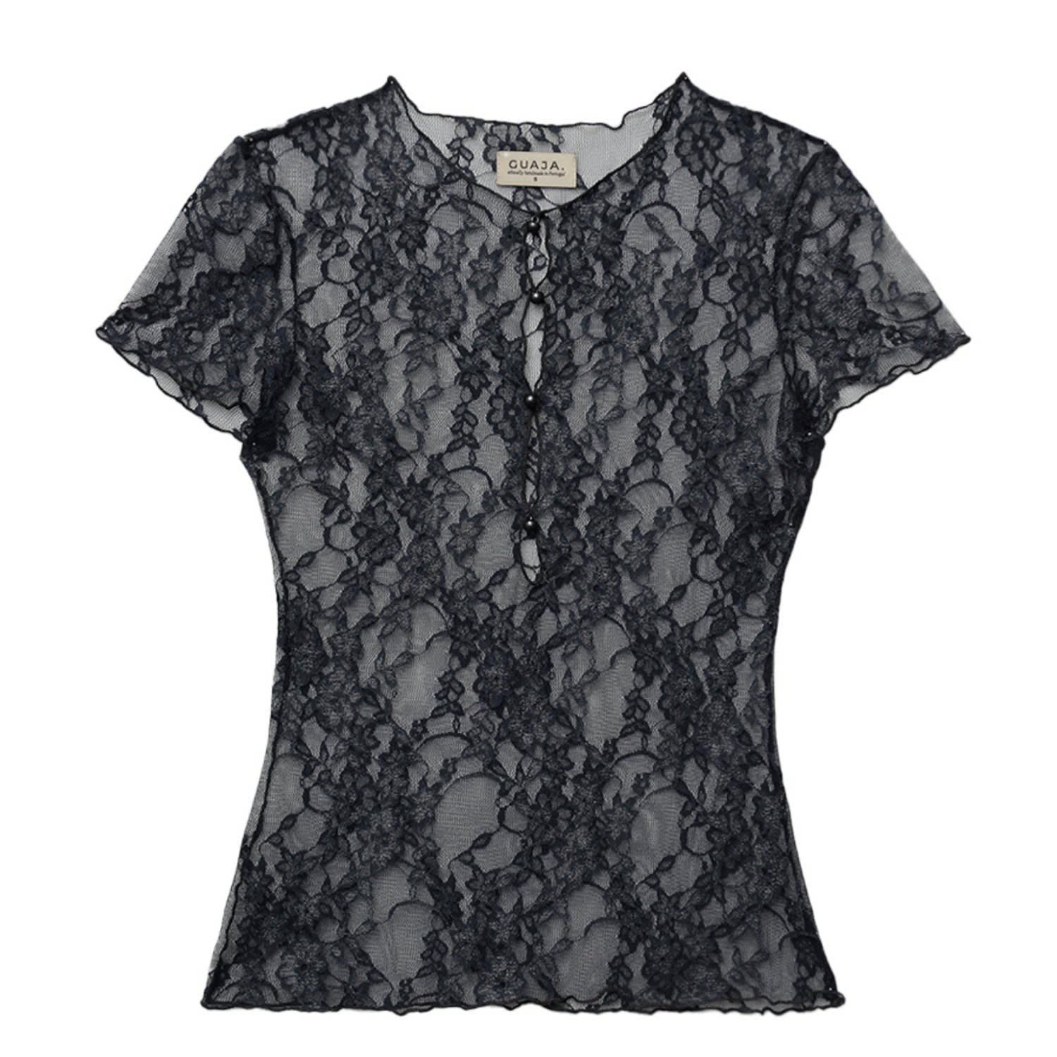 Guaja. Studio Women's Scarlett Lace Sheer T-shirt - Steel Blue In Blue