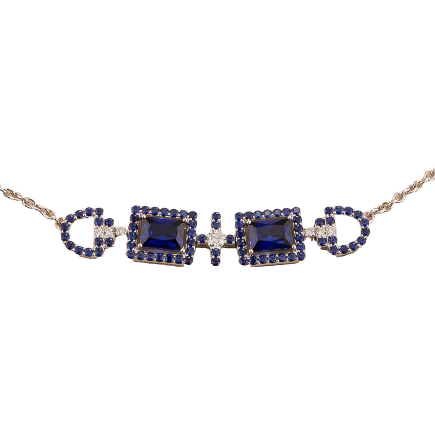 Juvetti Women's White / Blue Ciceris White Gold Necklace Blue Sapphires & Diamonds In Multi