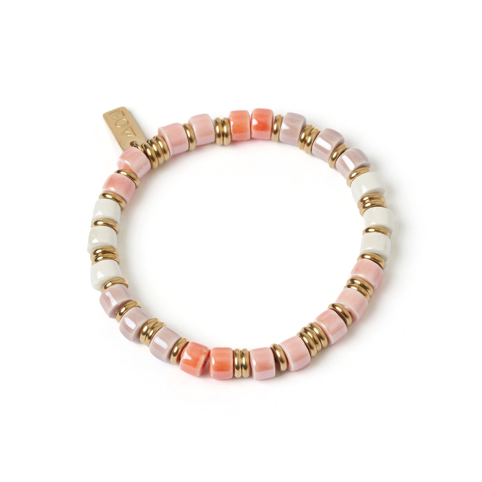 Women’s Pink / Purple Skylar Ceramic & Gold Bracelet - Peony Arms of Eve