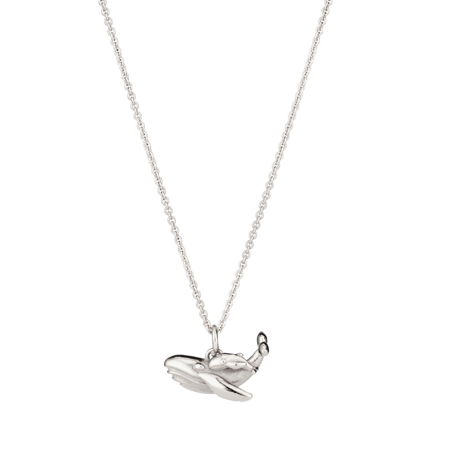 Posh Totty Designs Women's Sterling Silver Mummy & Baby Whale Charm Necklace In White