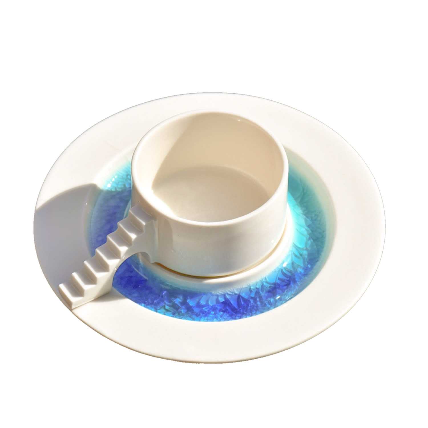 4 Am Product Design Blue / White Castle Coffee Set With Moat