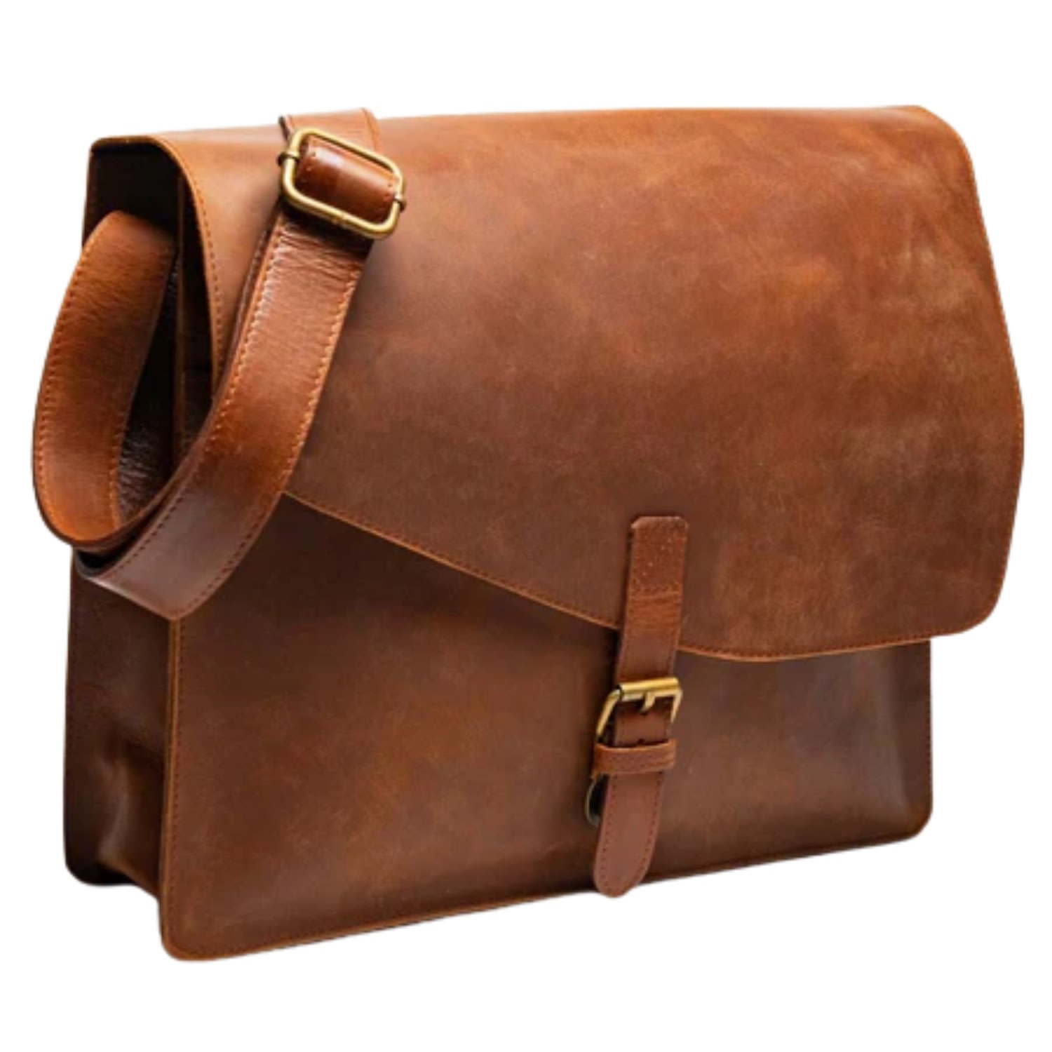 Hides Leather Co. Men's Brown Classic Leather Briefcase, Handmade Crossbody Work & Travel Bag
