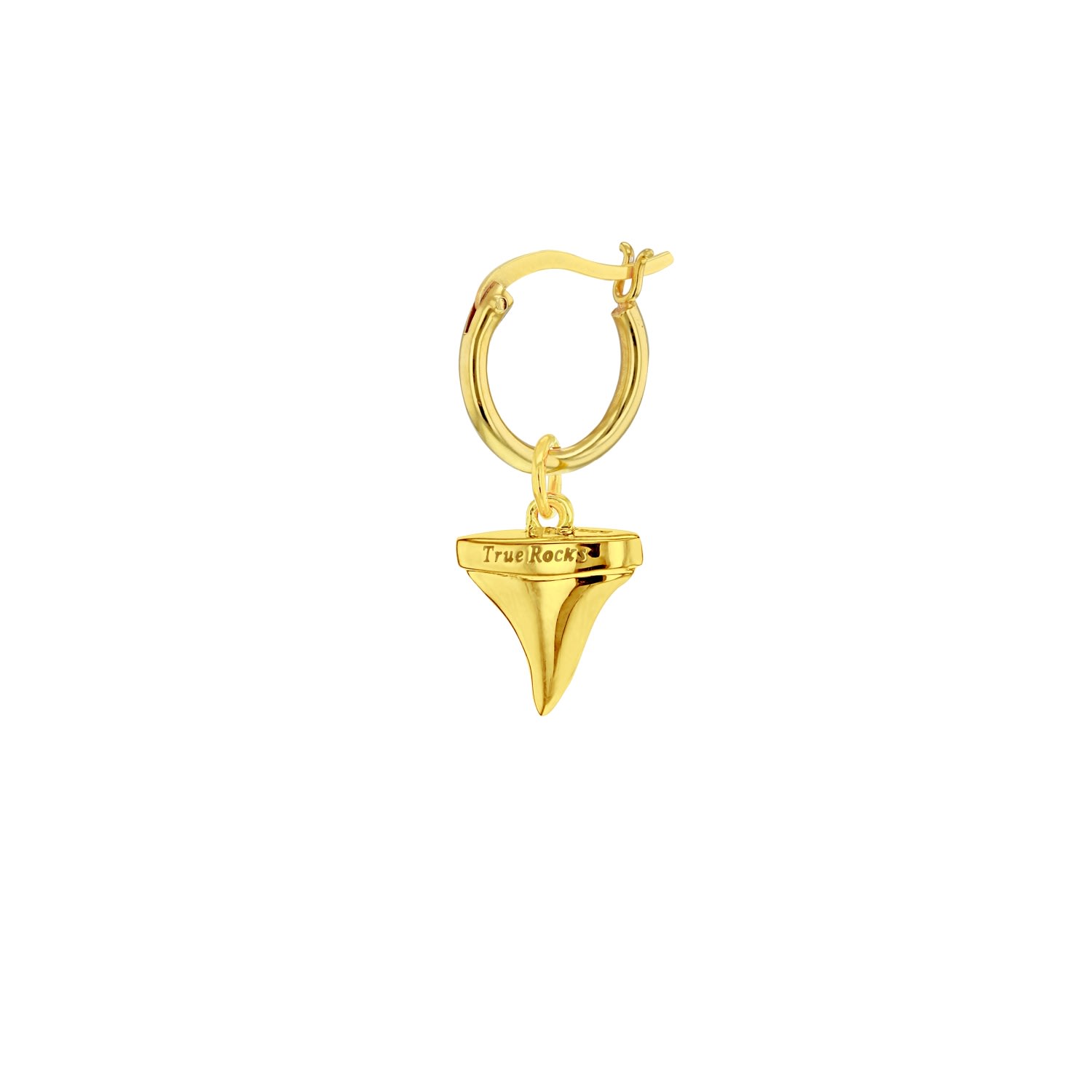 True Rocks Men's 18kt Gold Plated Mini Sharks Tooth Charm On A Gold-plated Hoop