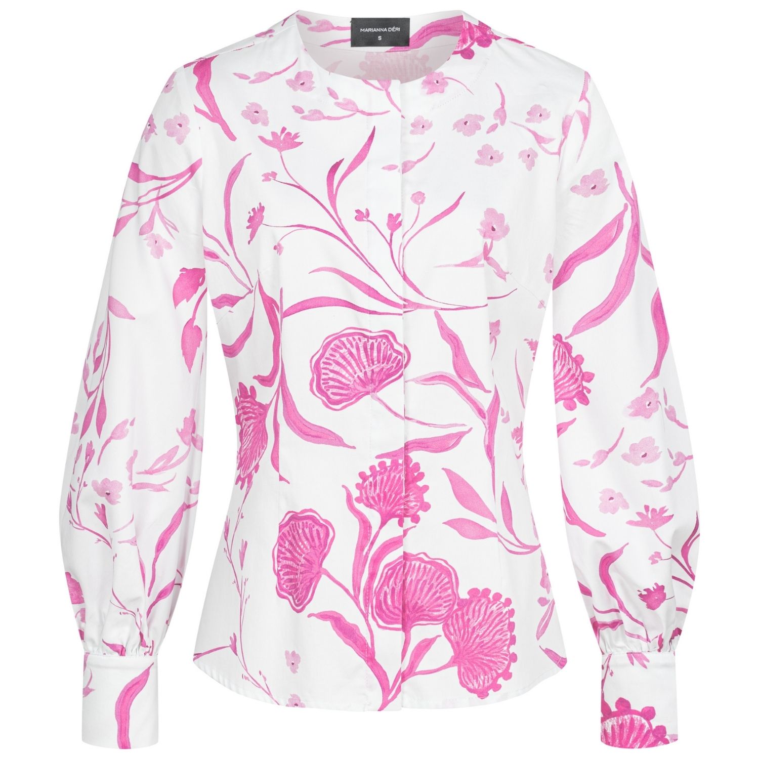 Marianna Déri Women's White / Pink / Purple Blouse With Watercolor Floral Print