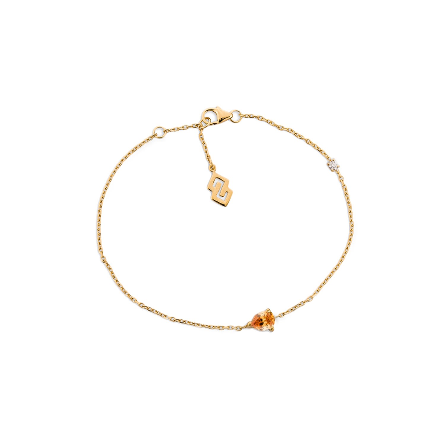 Sally Skoufis Women's Yellow Pure Bracelet With Man Made Champagne Cz Diamond Stimulant In Sterling Silver & 18k G In Yellow