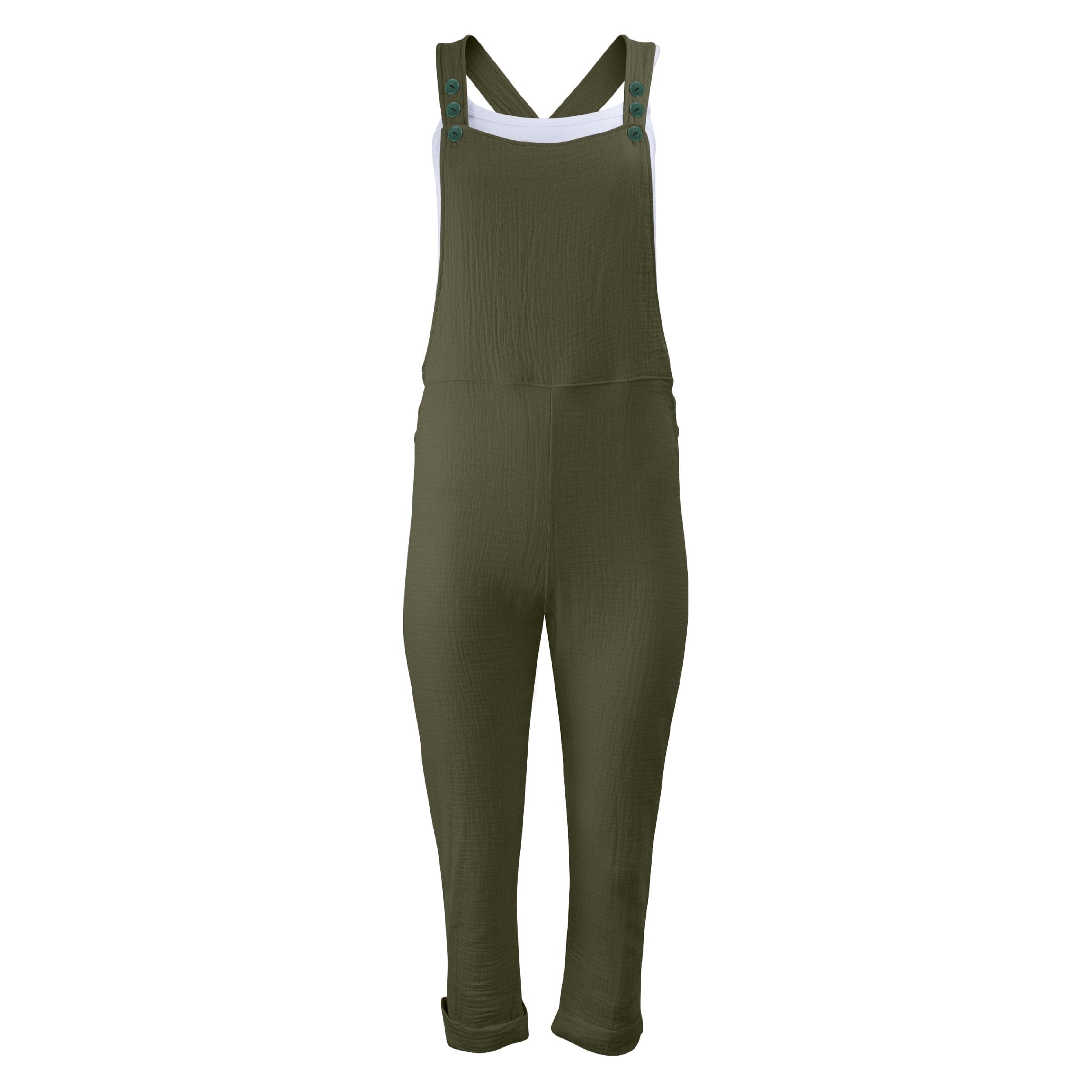 Women’s Kali Linen Jumpsuit - Olive Medium Lezat