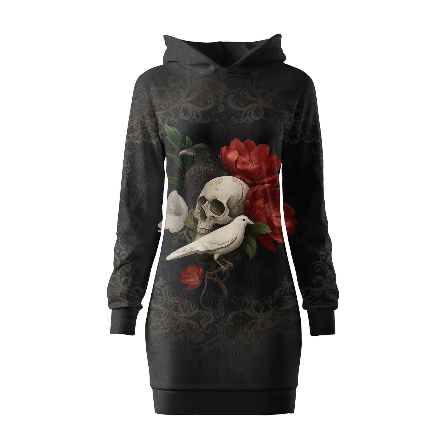 Aloha From Deer Women's Black / Red / White Phantom Memento Oversize Hoodie Dress In Multi