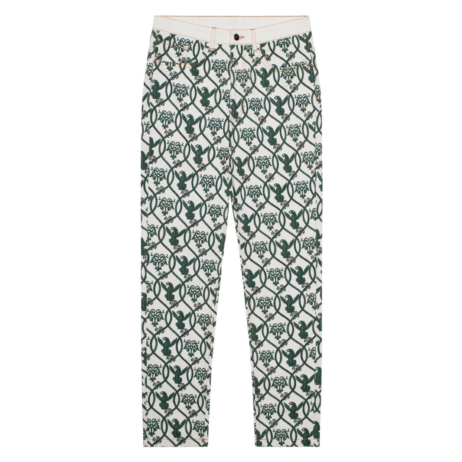 Place Of Elms Men's Green / White Spiritual Guardian Denim Pants In Multi