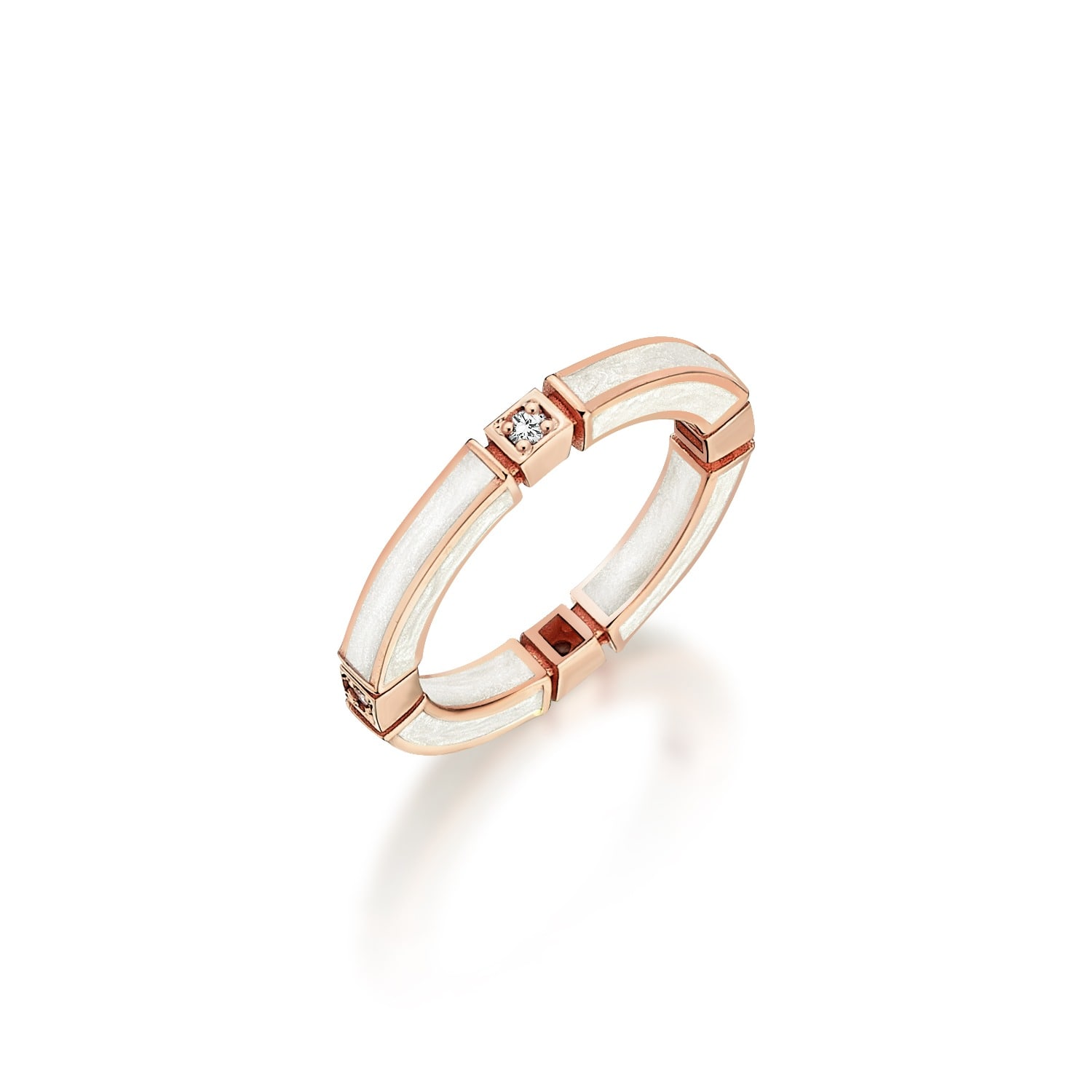 C|nd|n By Candan Balto Women's Rose Gold Megaron Silver & Mother Of Pearl Enamel Ring