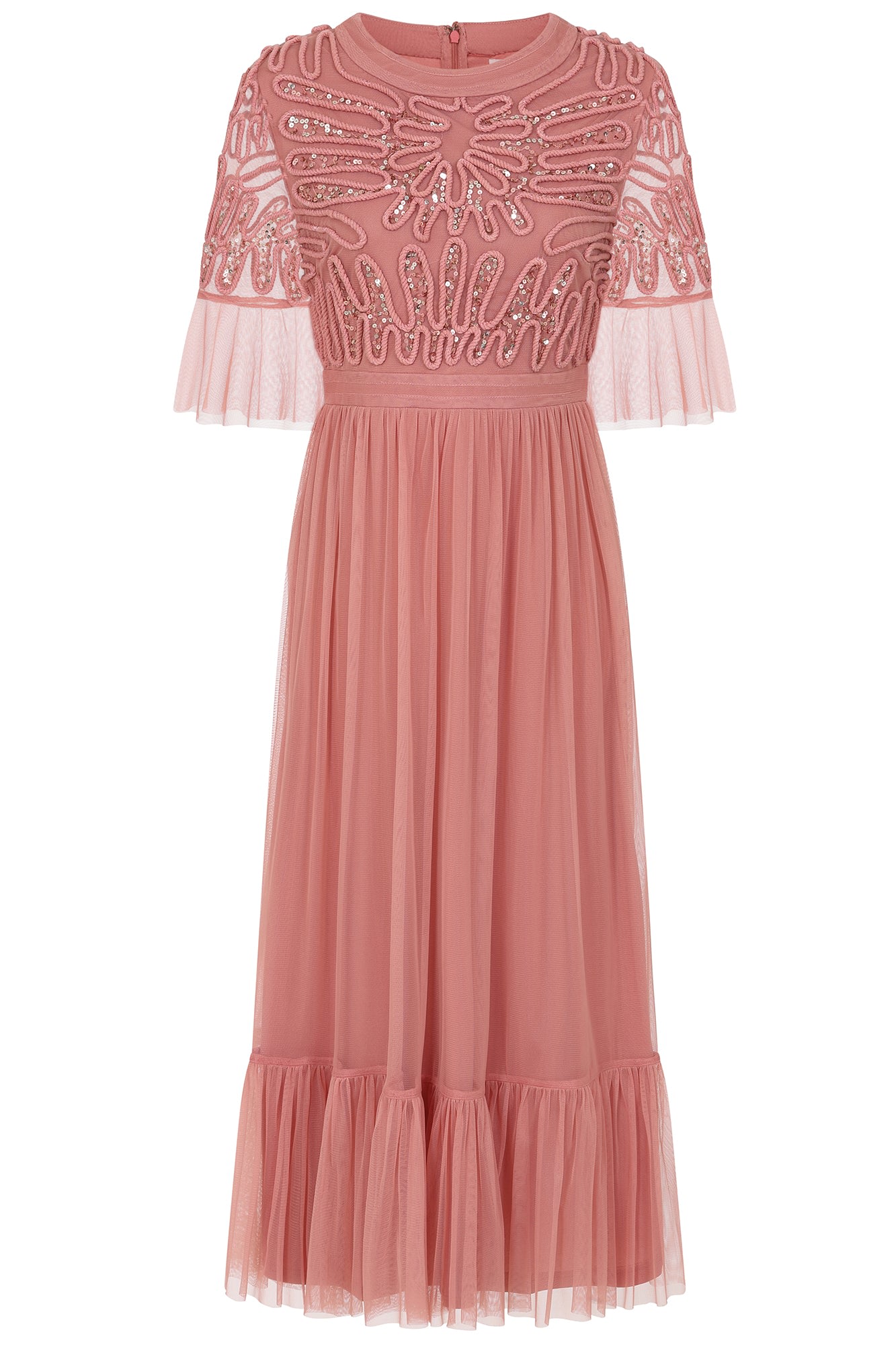 women's pink / purple jenna cornelli sequin midi dress - rose tan xxs frock and frill