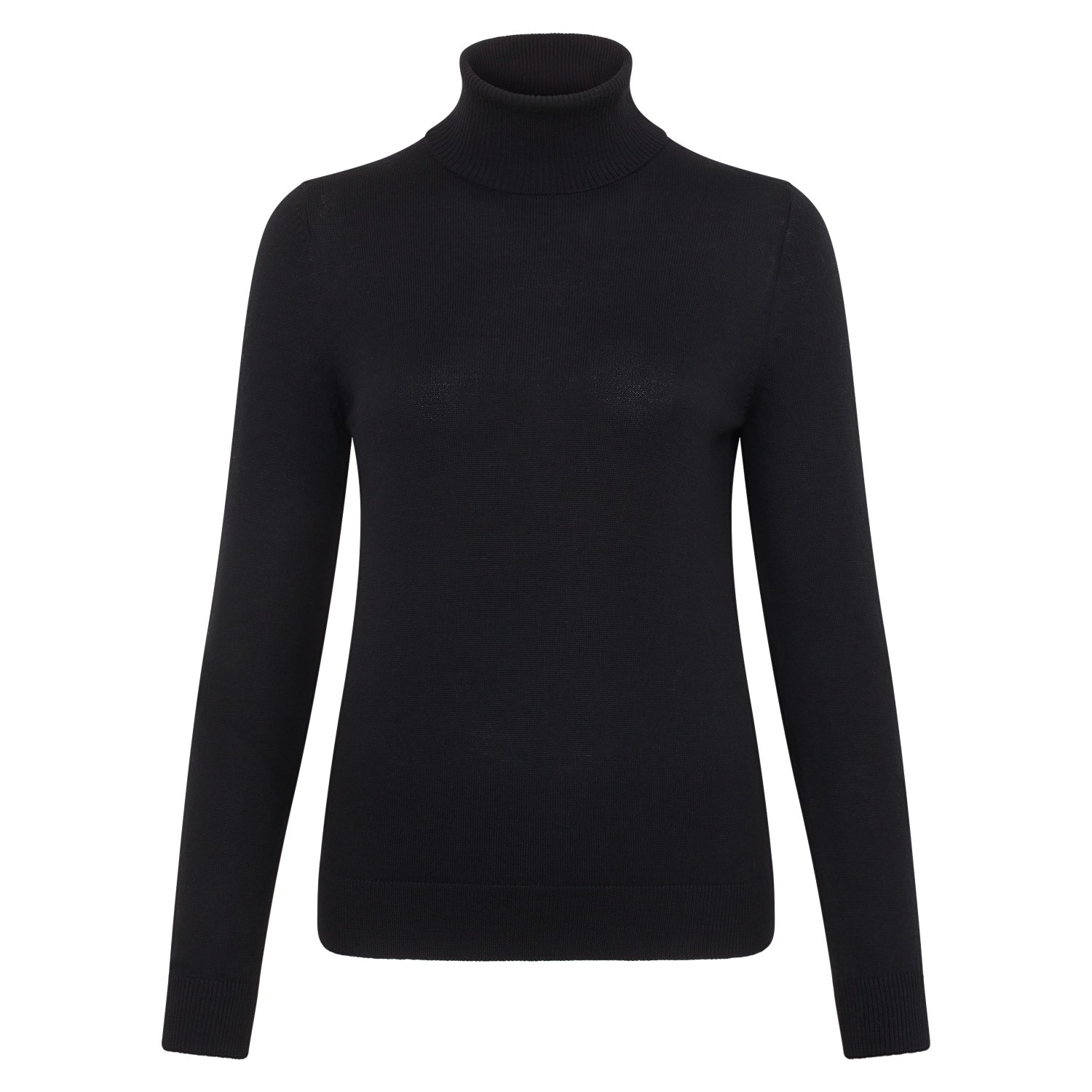 Paul James Knitwear Womens Pure Harriet Extra Fine Merino Wool Roll Neck Jumper - Black In Black