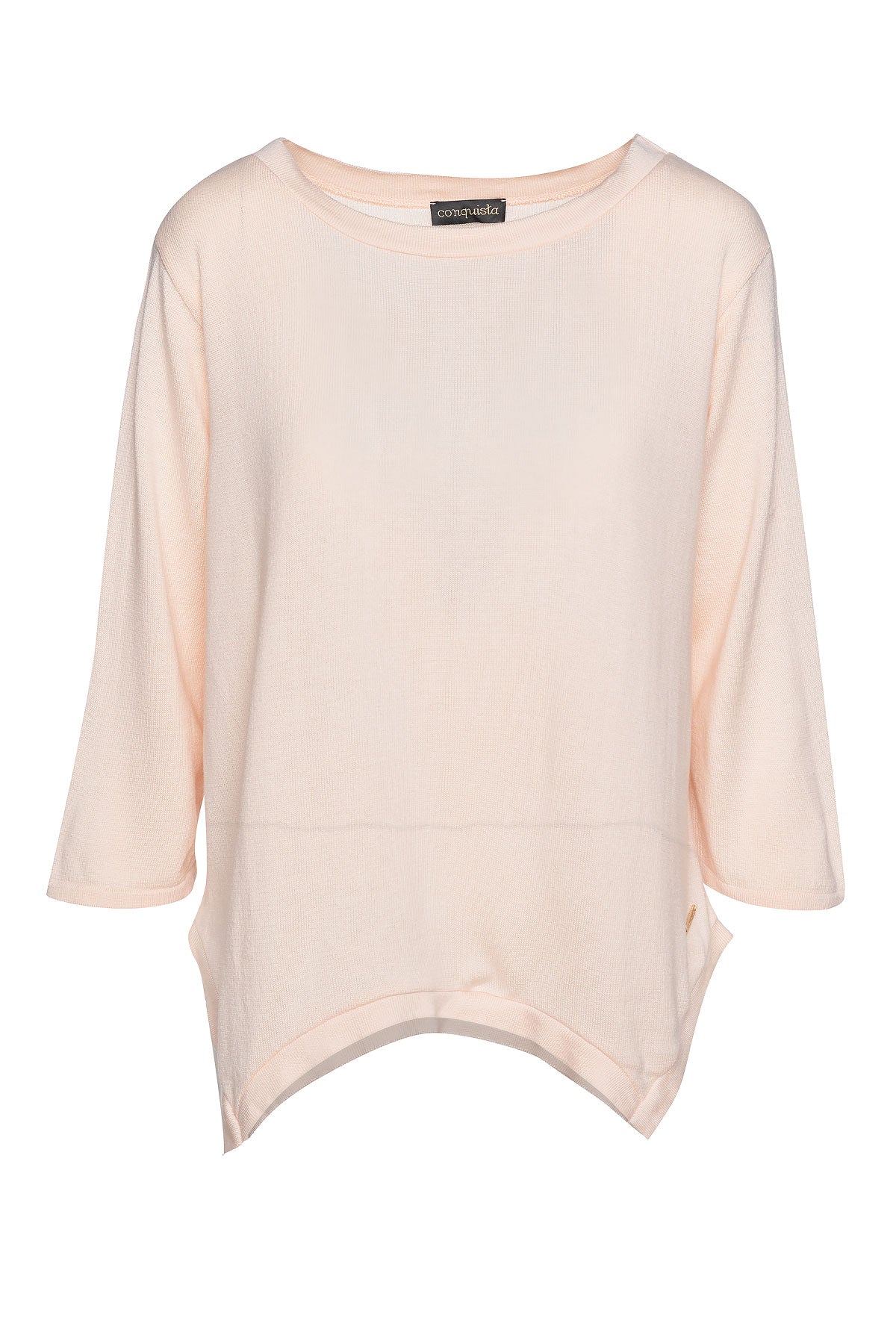 Conquista Women's Pink / Purple Knit Cotton Top With An Uneven Hemline In Pink/purple