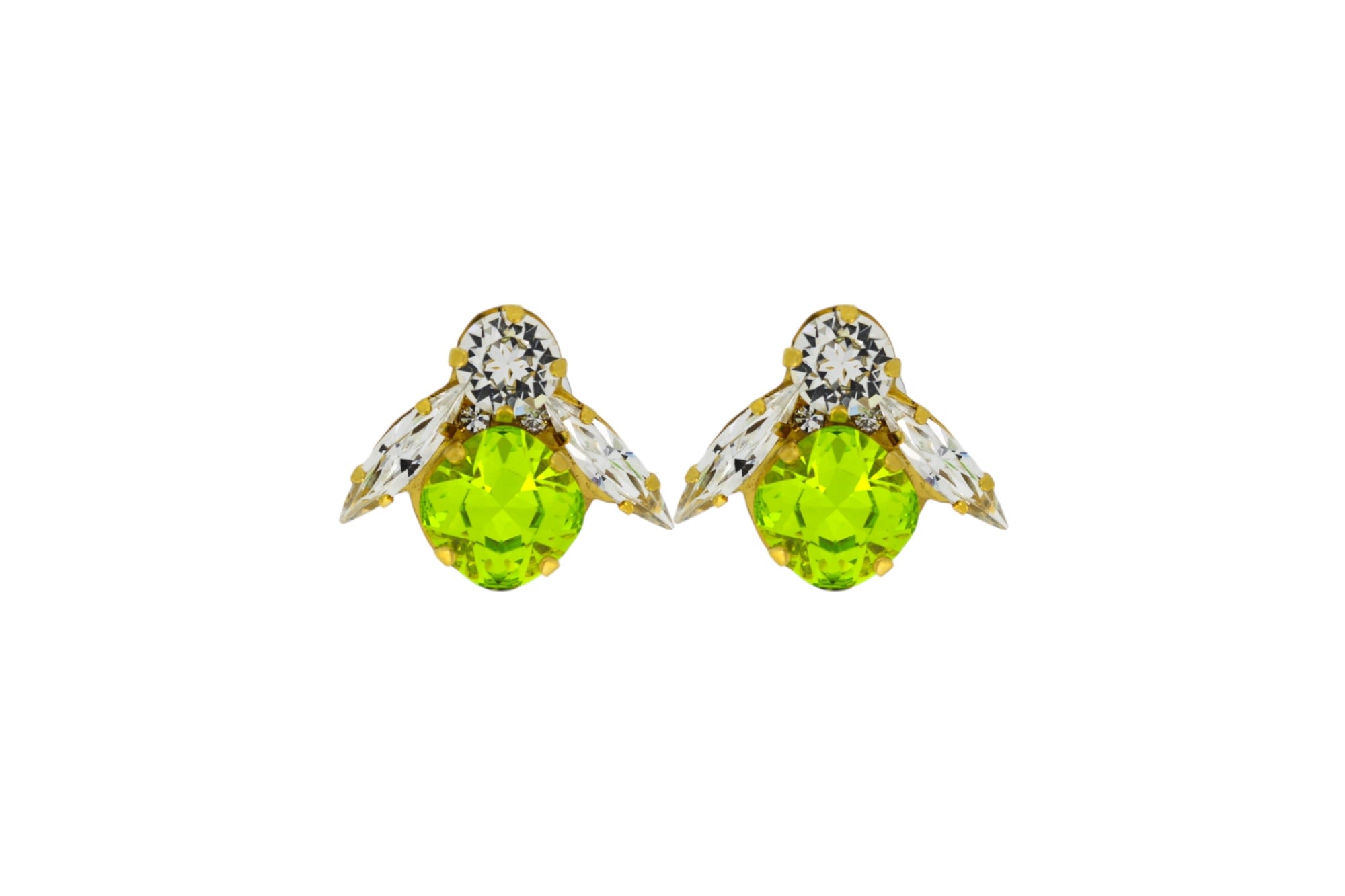 Vickisarge Women's The Big Green Bee Earrings In Gold - Clip In Green